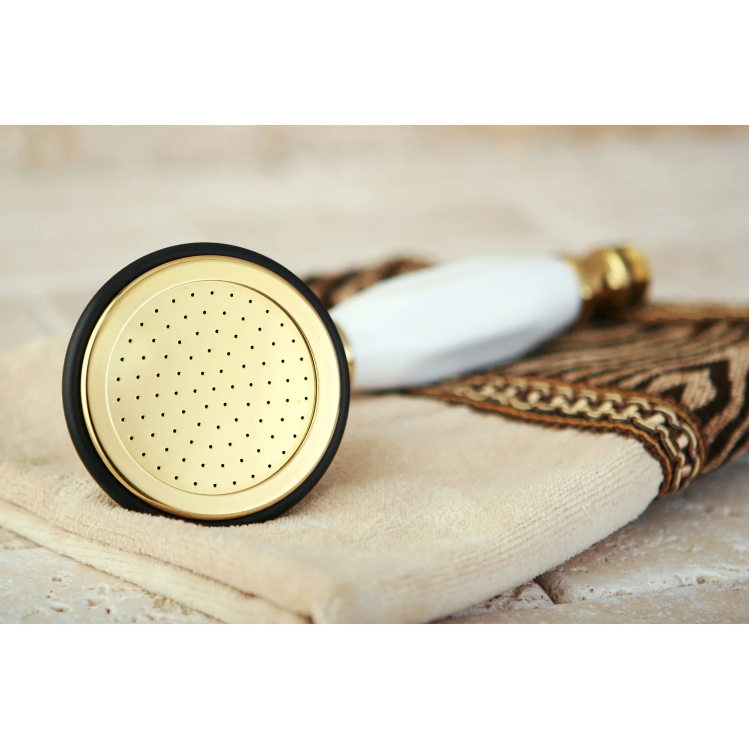 Kingston Heirloom ABT1020-2 - Vintage Single Function Round Hand Shower, Polished Brass - Image 2