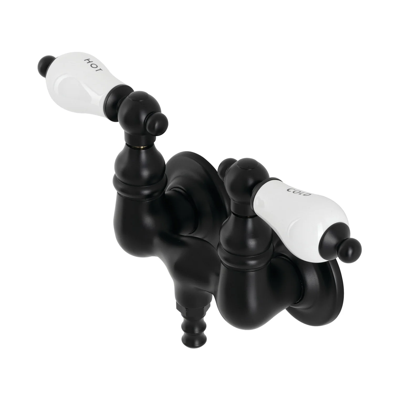 Kingston Heirloom AE33T0 - Aqua Vintage Two-Handle 2-Hole Tub Wall Mount Clawfoot Tub Faucet, Matte Black