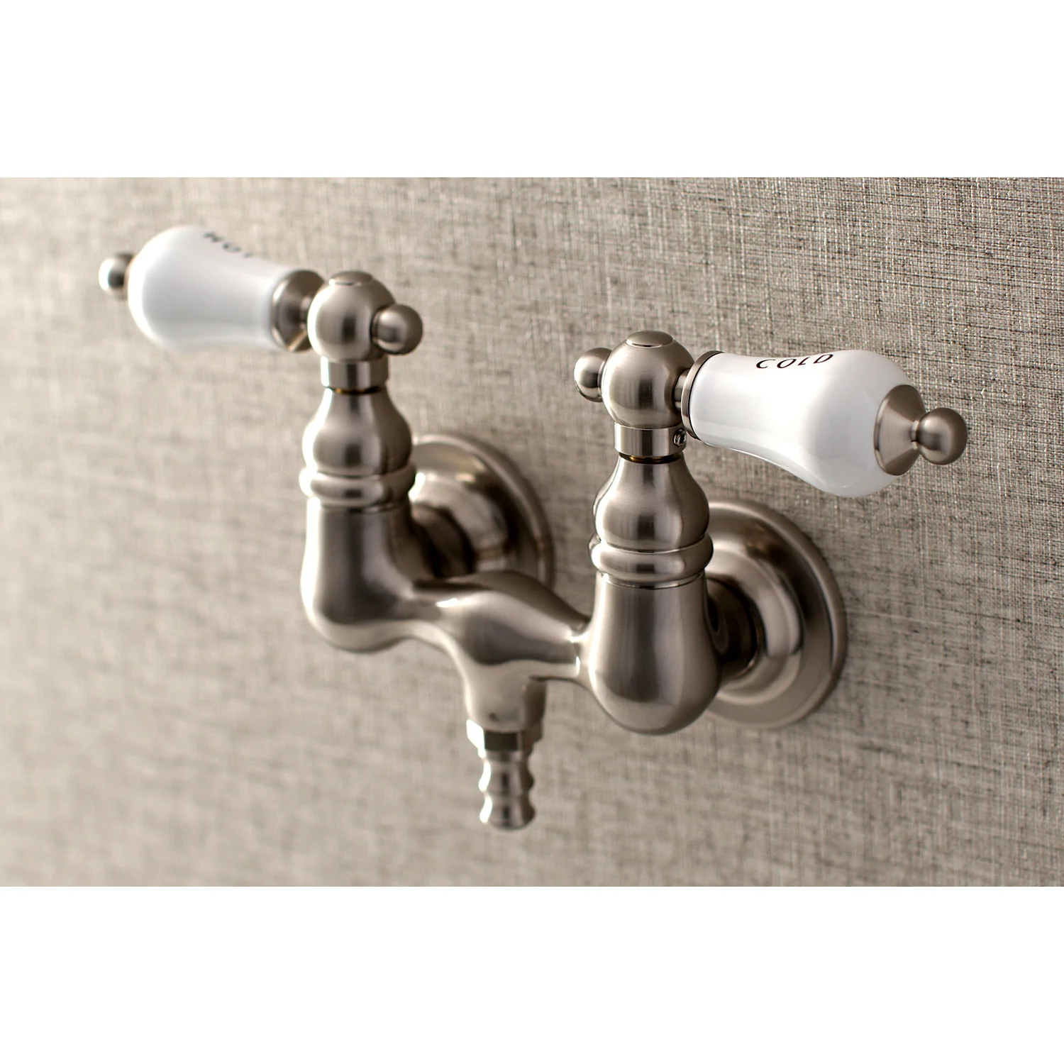 Kingston Heirloom AE33T8 - Aqua Vintage Two-Handle 2-Hole Tub Wall Mount Clawfoot Tub Faucet, Brushed Nickel - Image 2