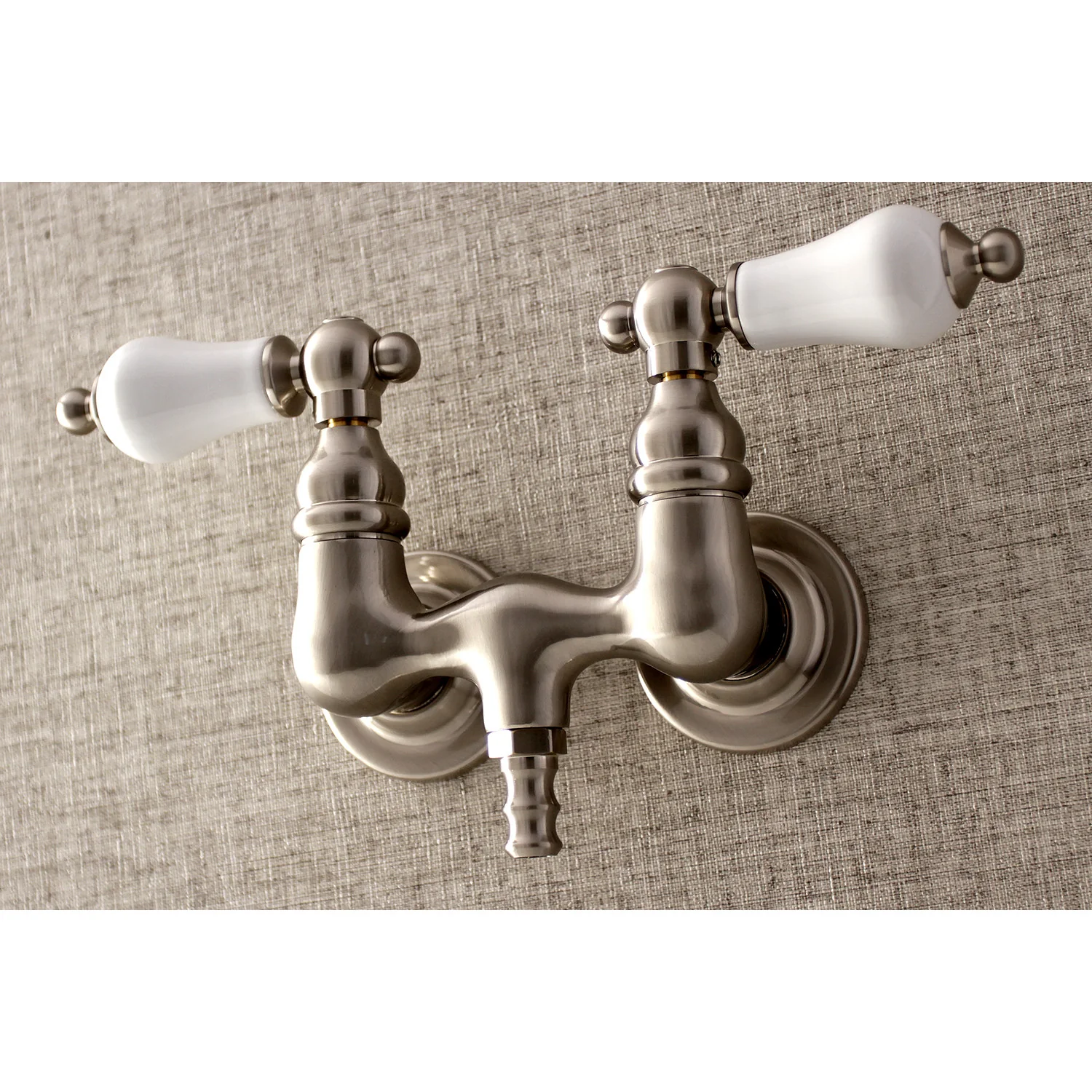 Kingston Heirloom AE33T8 - Aqua Vintage Two-Handle 2-Hole Tub Wall Mount Clawfoot Tub Faucet, Brushed Nickel - Image 3