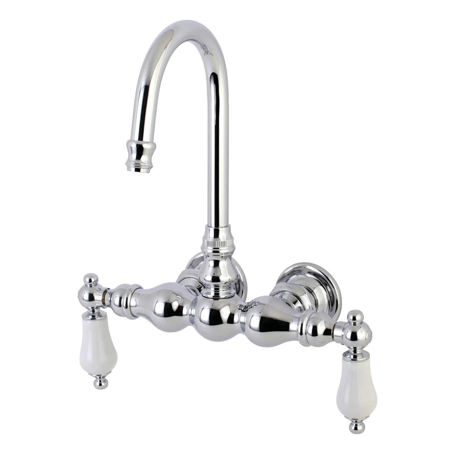 Kingston Heirloom AE6T1 - Aqua Vintage Two-Handle 2-Hole Tub Wall Mount Clawfoot Tub Faucet, Polished Chrome