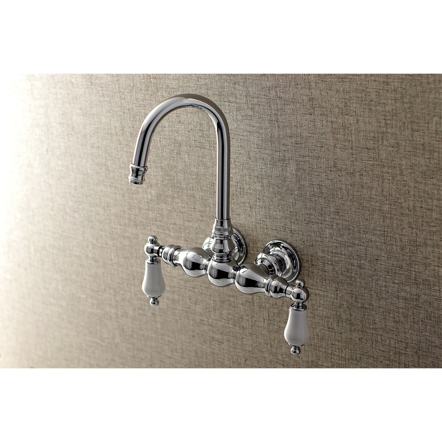 Kingston Heirloom AE6T1 - Aqua Vintage Two-Handle 2-Hole Tub Wall Mount Clawfoot Tub Faucet, Polished Chrome - Image 2