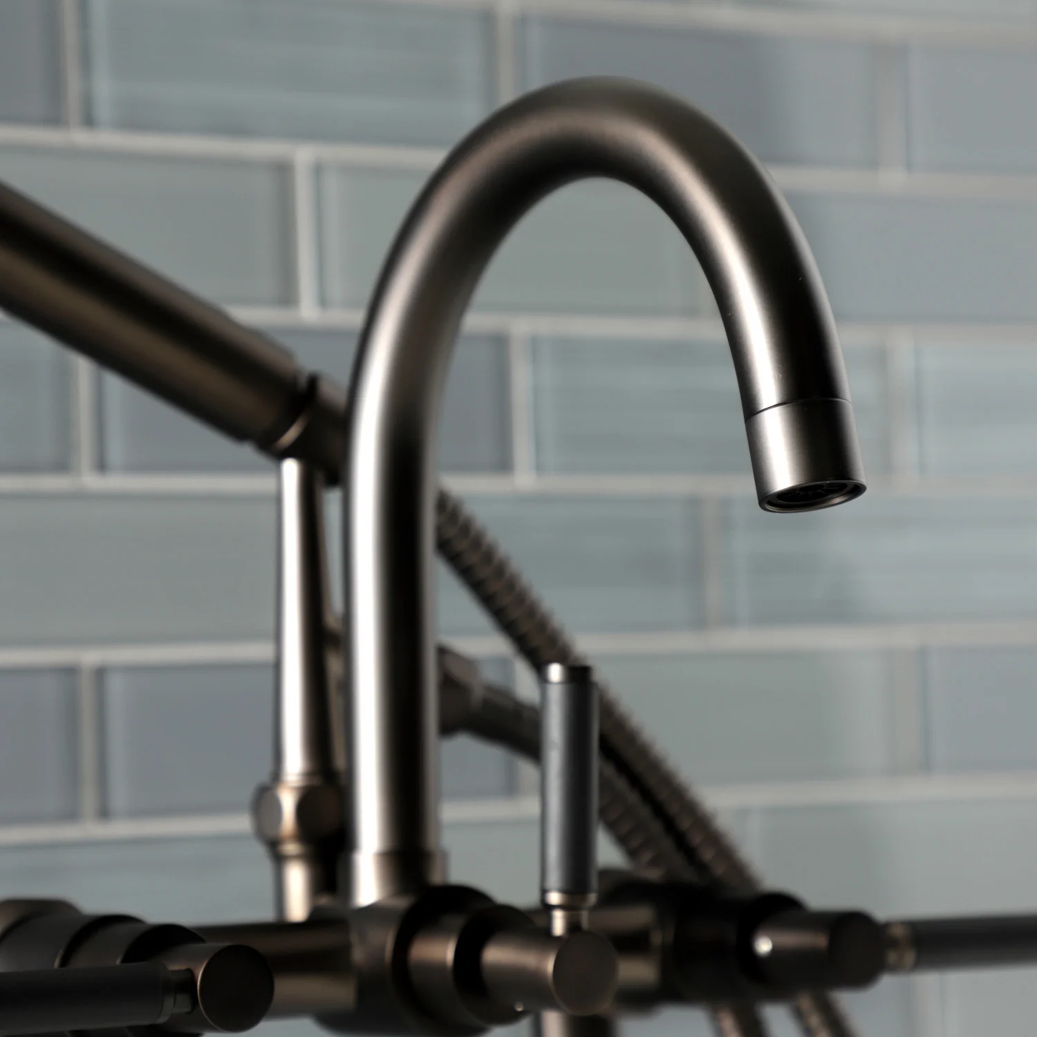 Kingston Sona AE8105DKL - Kaiser Three-Handle 2-Hole Deck-Mount Clawfoot Tub Faucet with Hand Shower, Oil Rubbed Bronze - Image 7
