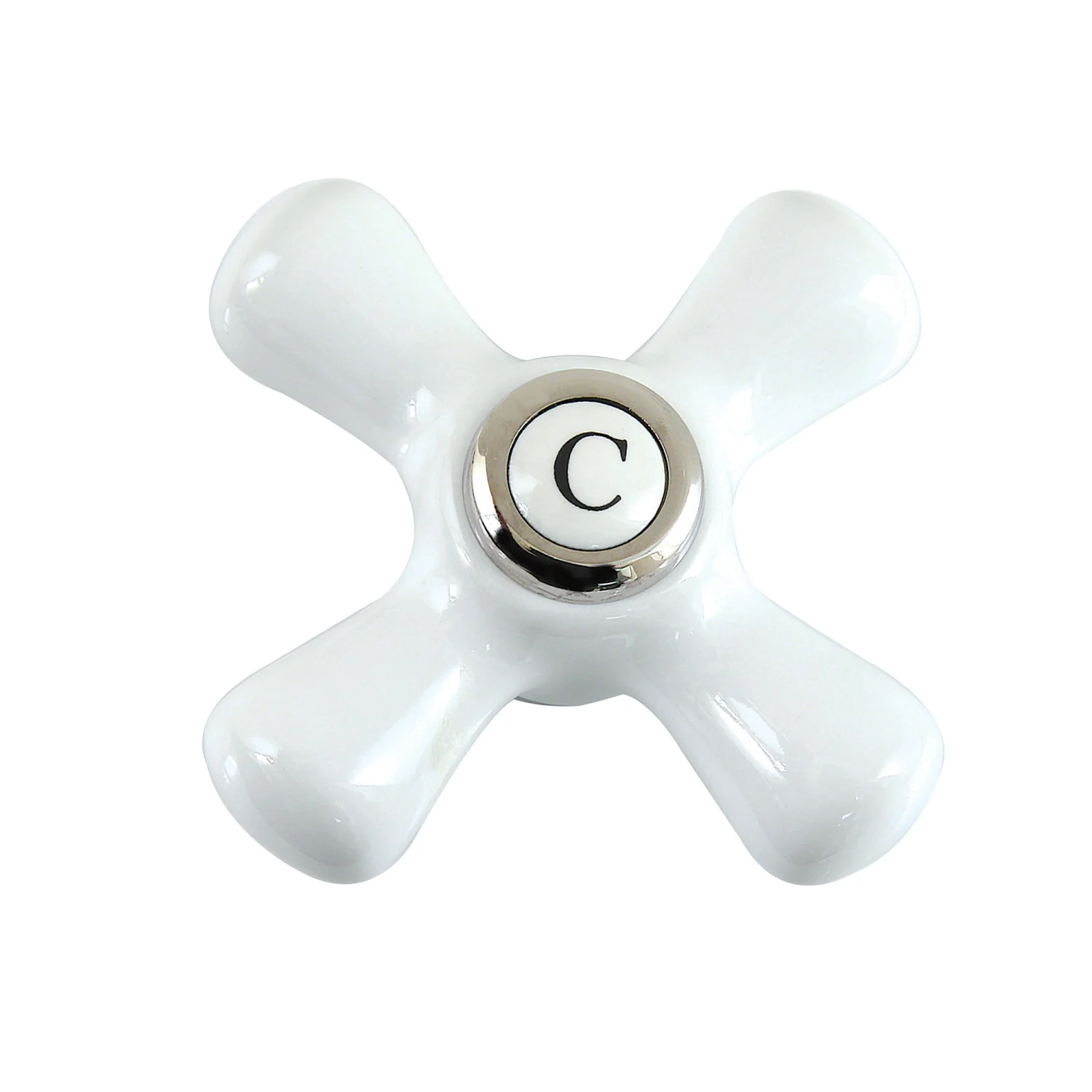 Kingston Aqua Vintage AECX6C Porcelain Cross Handle (Cold Side), Polished Nickel
