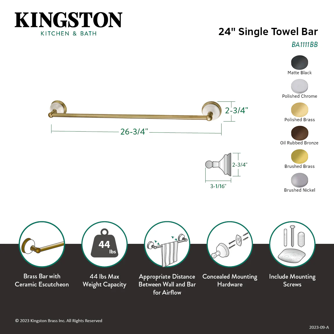Kingston Heirloom BA1111ORB - Victorian 24-Inch Single Towel Bar, Oil Rubbed Bronze - Image 5