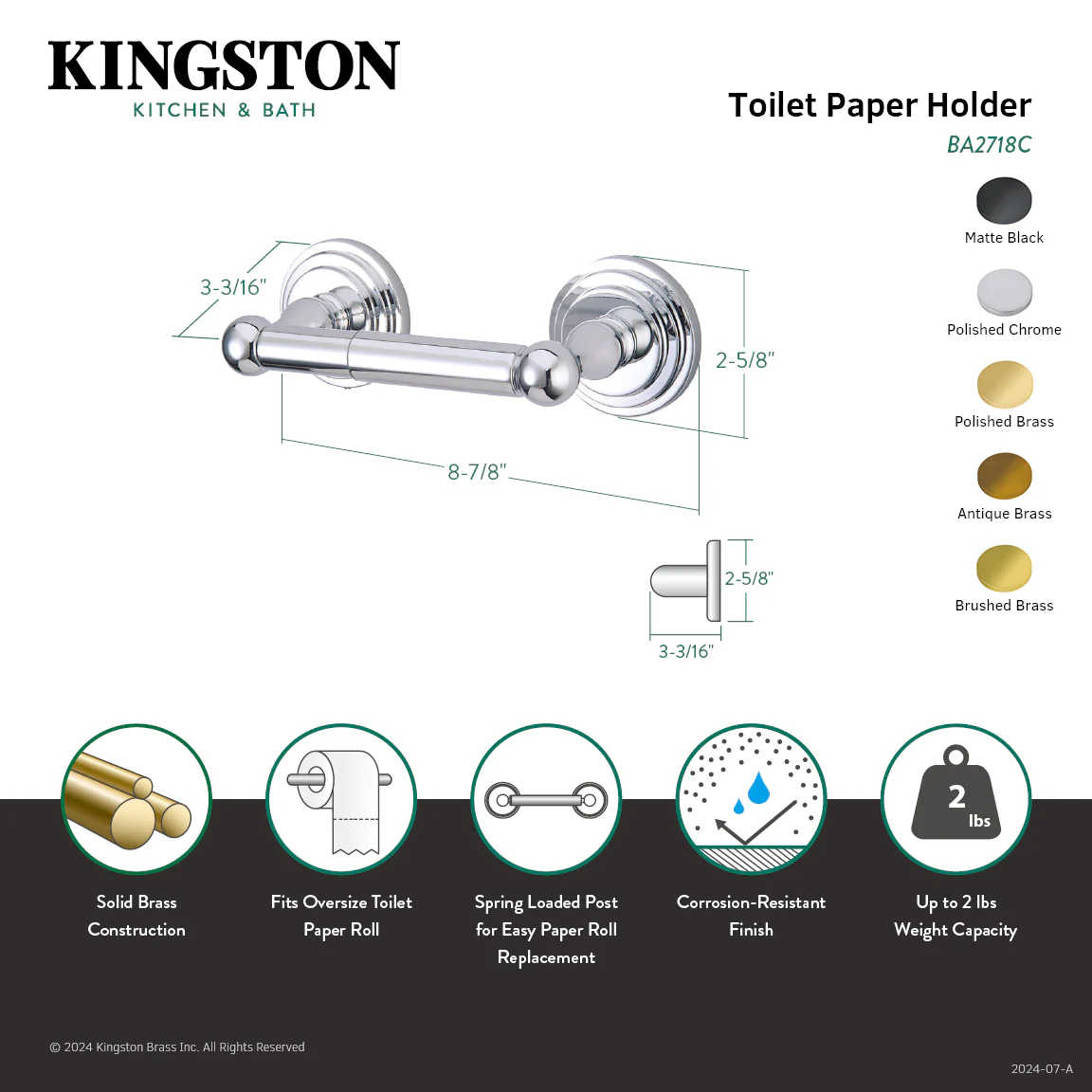 Kingston Sona BA2718C - Milano Toilet Paper Holder, Polished Chrome - Image 2