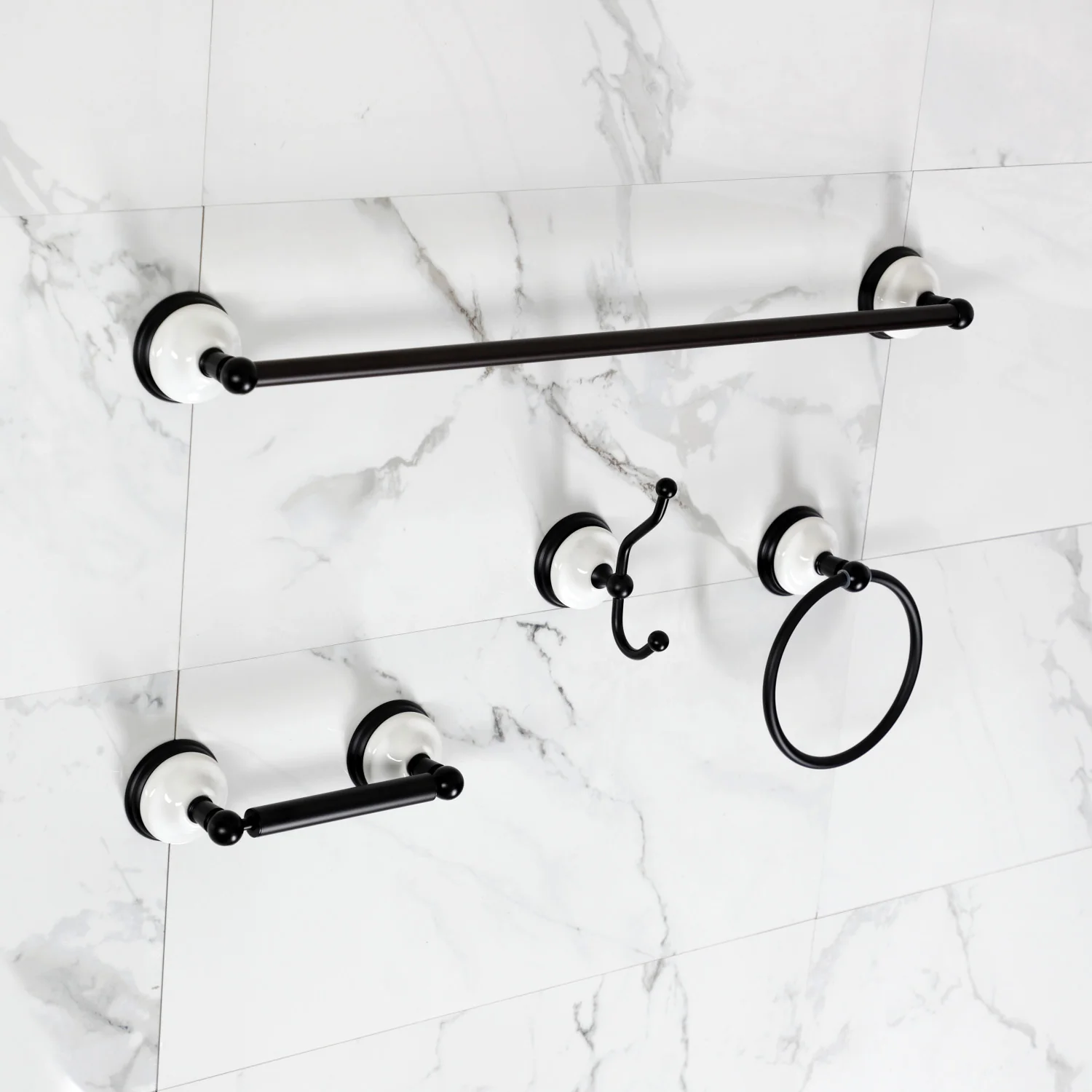 Kingston Heirloom BAK1111478MB - Victorian 4-Piece 24-Inch Towel Bar Bathroom Accessory Set, Matte Black - Image 2