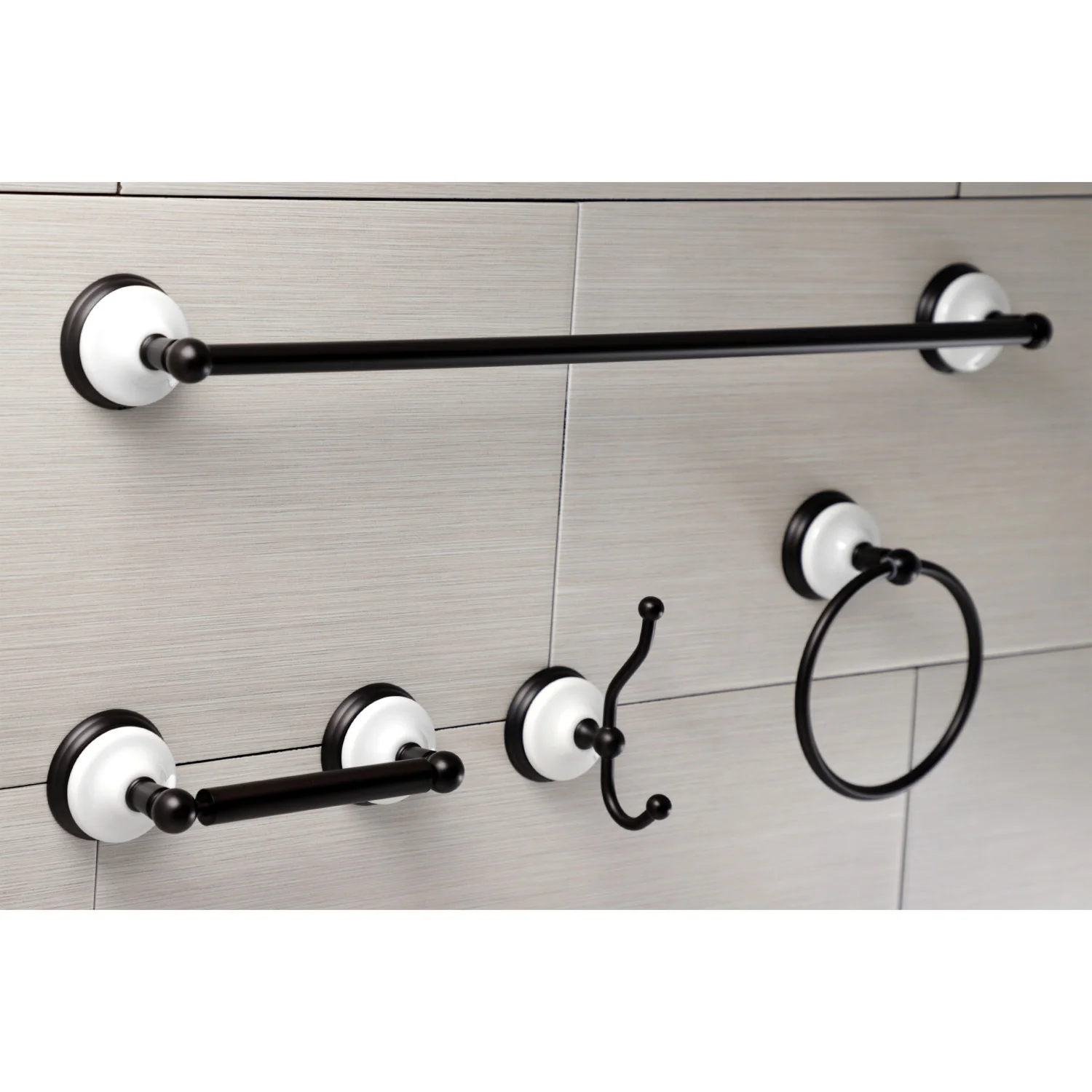 Kingston Heirloom BAK1111478ORB - Victorian 4-Piece 24-Inch Towel Bar Bathroom Accessory Set, Oil Rubbed Bronze - Image 2