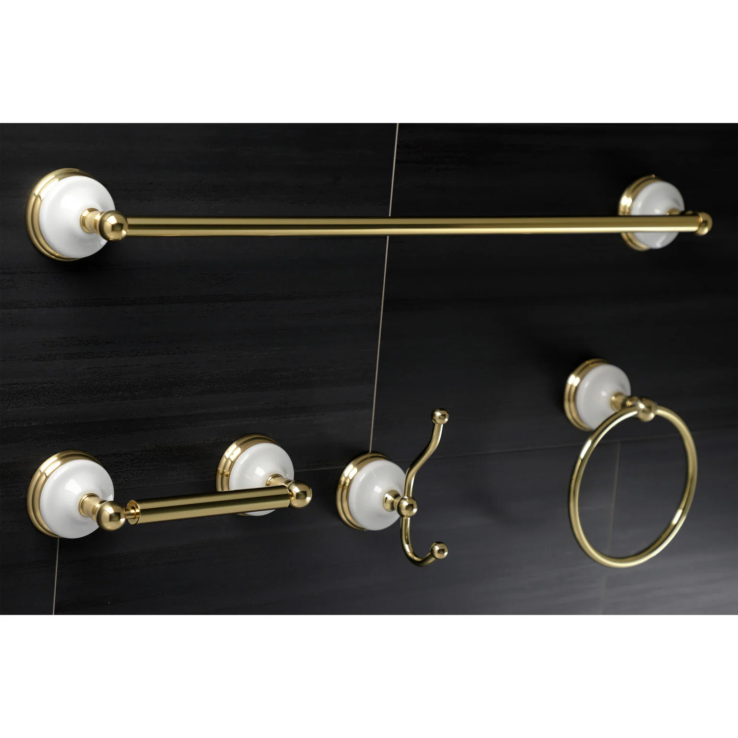 Kingston Heirloom BAK1111478PB - Victorian 4-Piece 24-Inch Towel Bar Bathroom Accessory Set, Polished Brass - Image 2