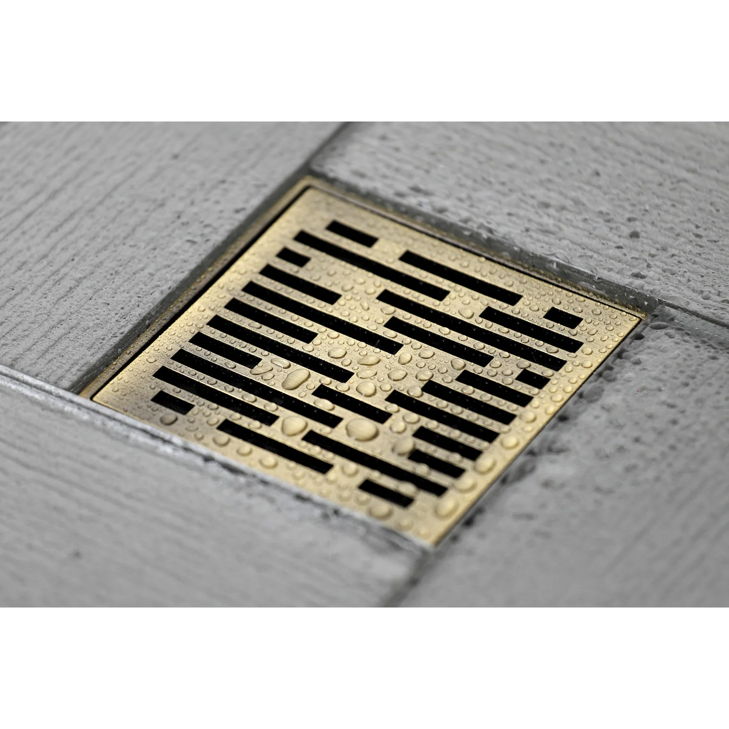 Kingston Watercourse BSF6310AB 4-Inch Brass Square Grid Shower Drain with Hair Strainer, Antique Brass - Image 2