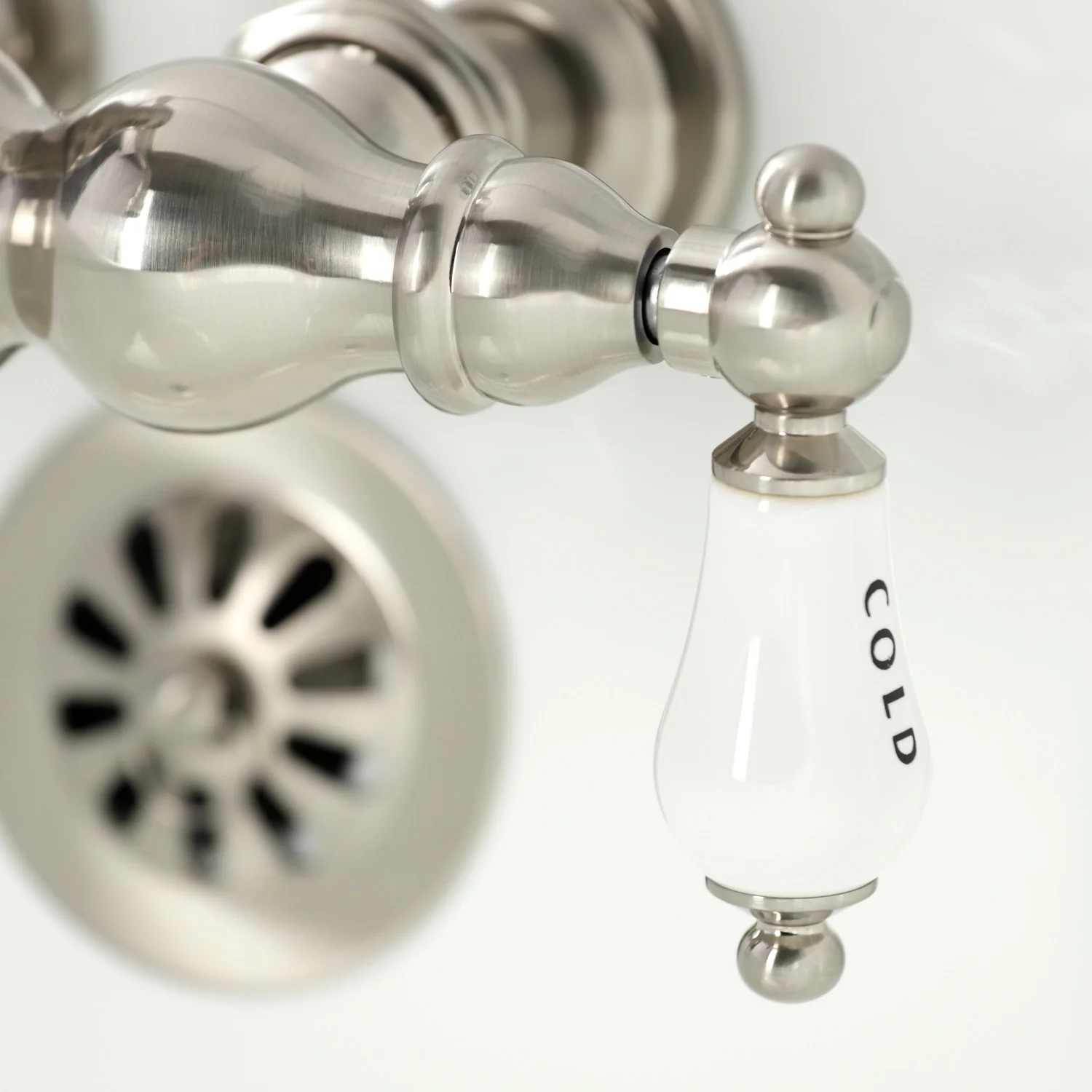 Kingston Heirloom CA1003T8 - Heritage Two-Handle 2-Hole Tub Wall Mount Clawfoot Tub Faucet, Brushed Nickel - Image 6