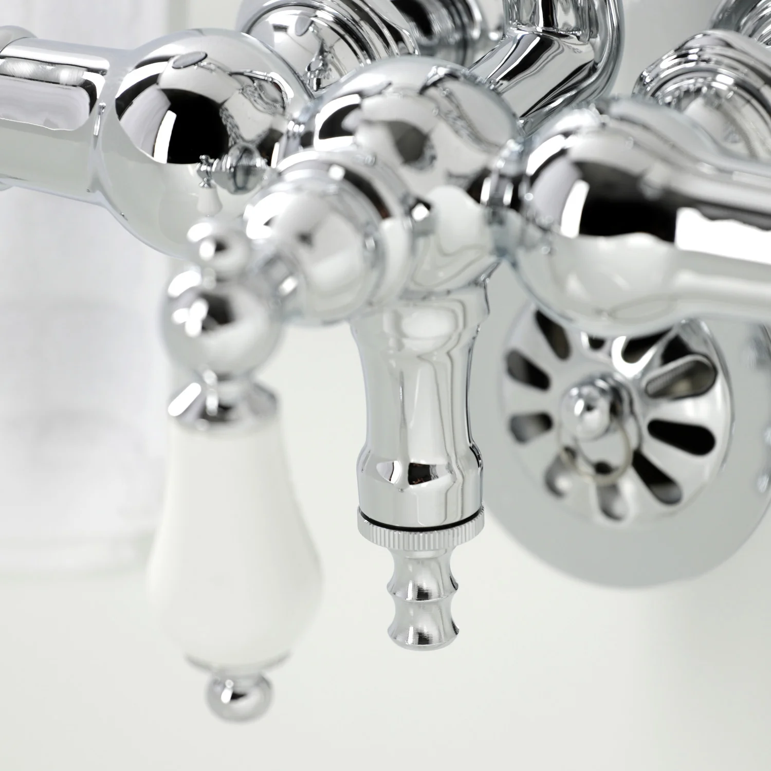 Kingston Heirloom CA24T1 - Vintage Three-Handle 2-Hole Tub Wall Mount Clawfoot Tub Faucet with Hand Shower, Polished Chrome - Image 6