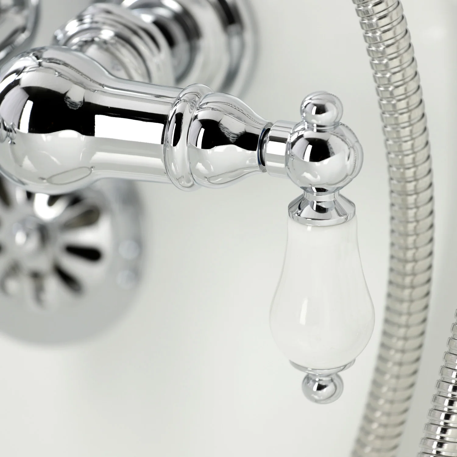 Kingston Heirloom CA24T1 - Vintage Three-Handle 2-Hole Tub Wall Mount Clawfoot Tub Faucet with Hand Shower, Polished Chrome - Image 7