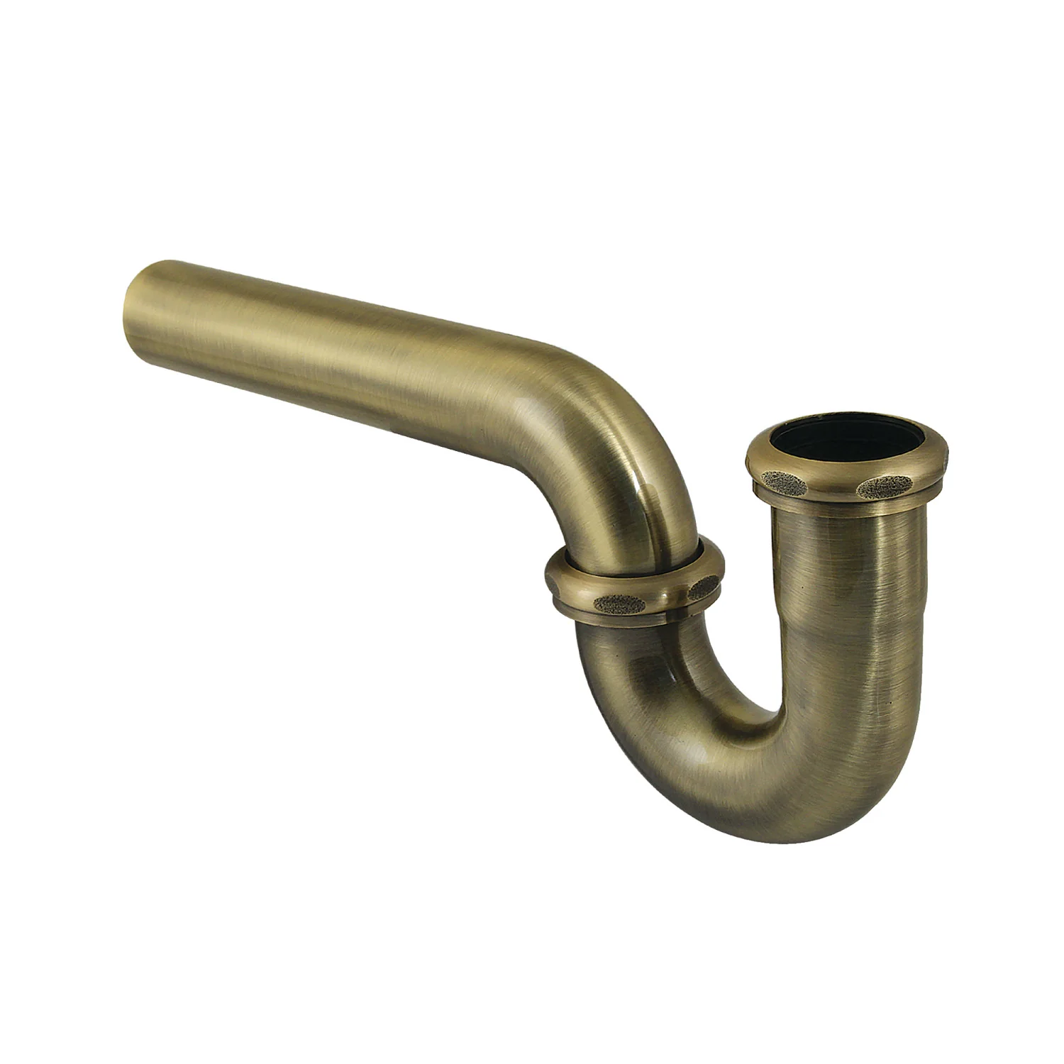 Kingston Made To Match CC1243 1-1/4 (or 1-1/2) x 1-1/2 Inch Decor P-Trap without Flange, 13-1/16 Inch Length, 18 Gauge, Antique Brass