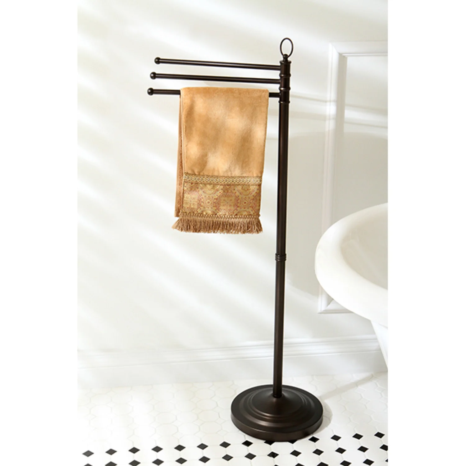 Kingston Heirloom CC2025 - Vintage 40-Inch Freestanding Pedestal 3-Tier Towel Rack, Oil Rubbed Bronze - Image 4