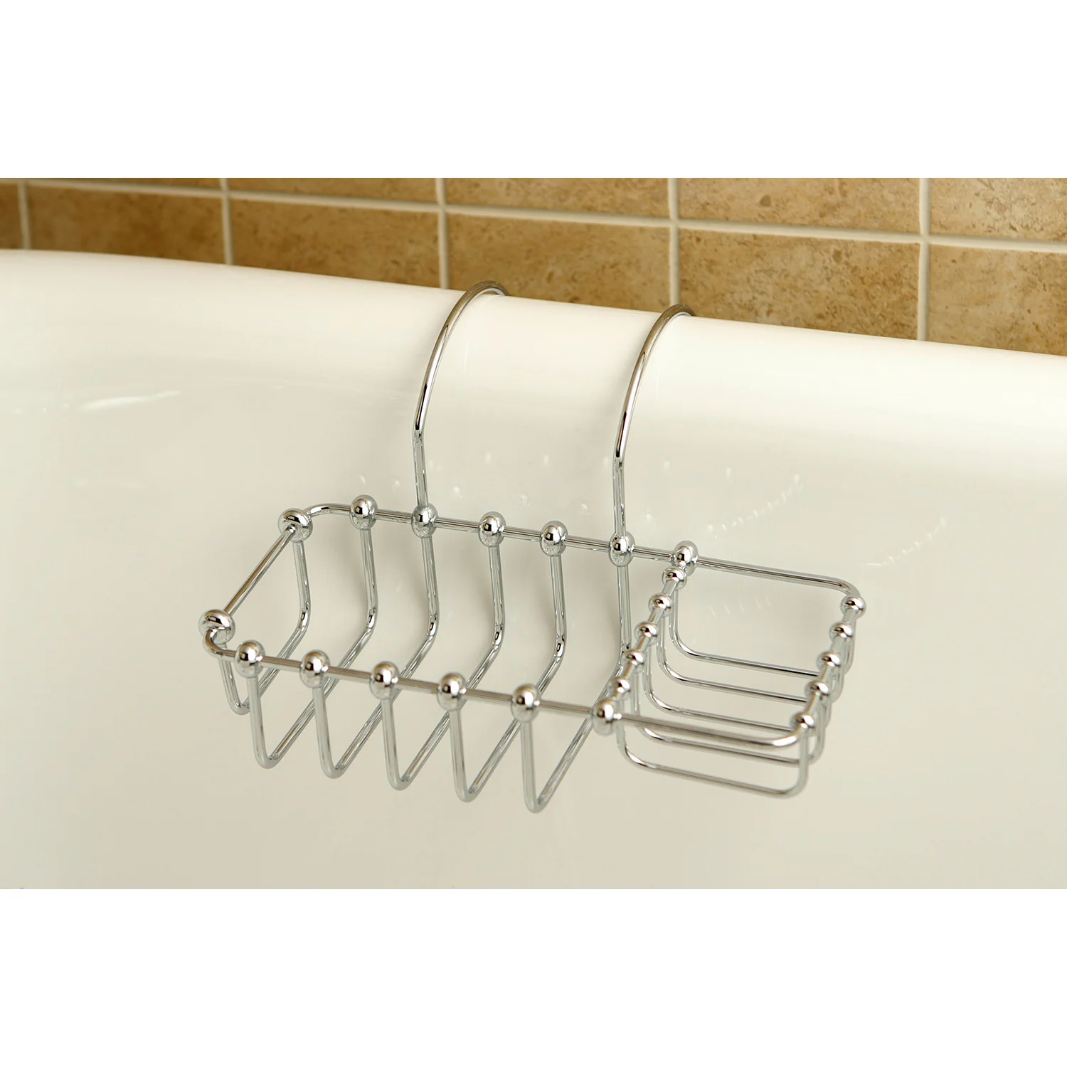 Kingston Heirloom CC2161 - Vintage 8-3/8 Inch Clawfoot Tub Hanging Soap and Sponge Holder, Polished Chrome - Image 2