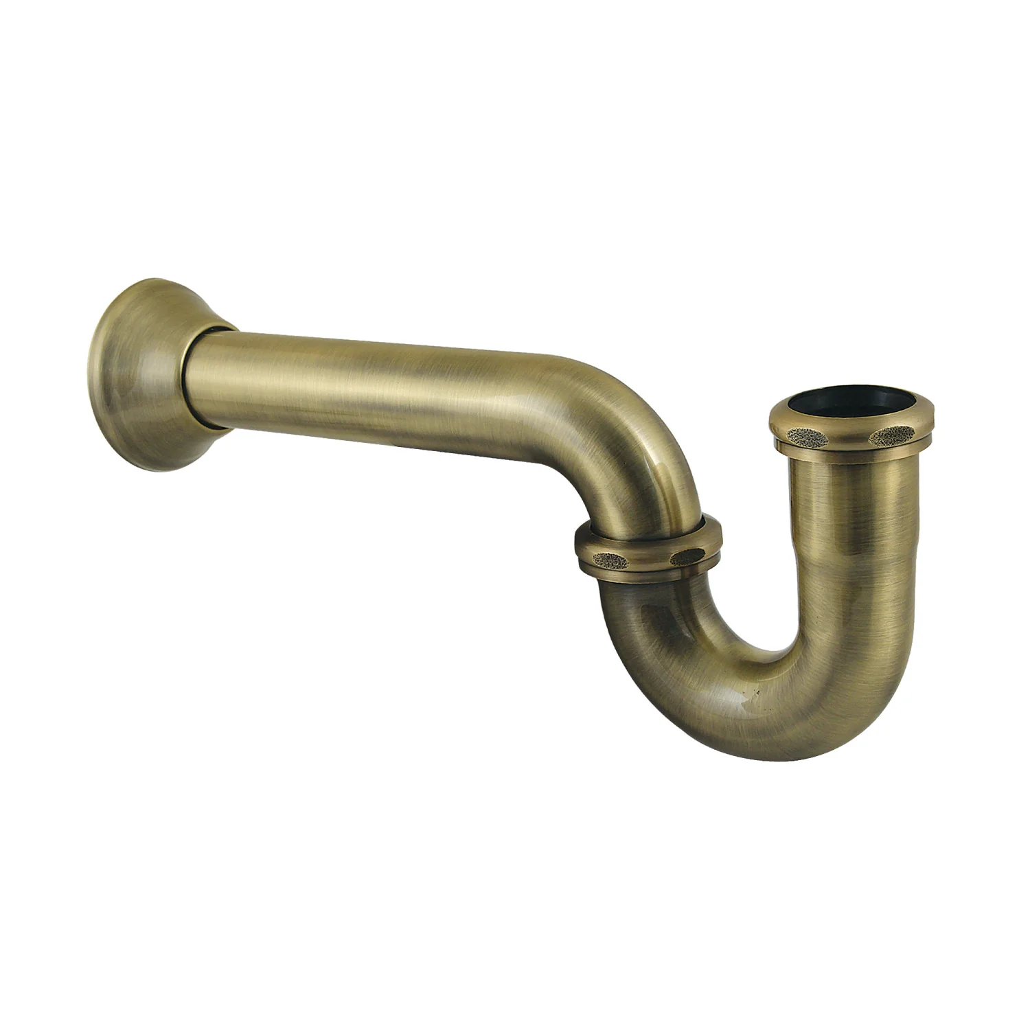Kingston Vintage CC2243 1-1/4 (or 1-1/2) x 1-1/2 Inch Decor P-Trap with Bell Flange, 13-1/16 Inch Length, 18 Gauge, Antique Brass