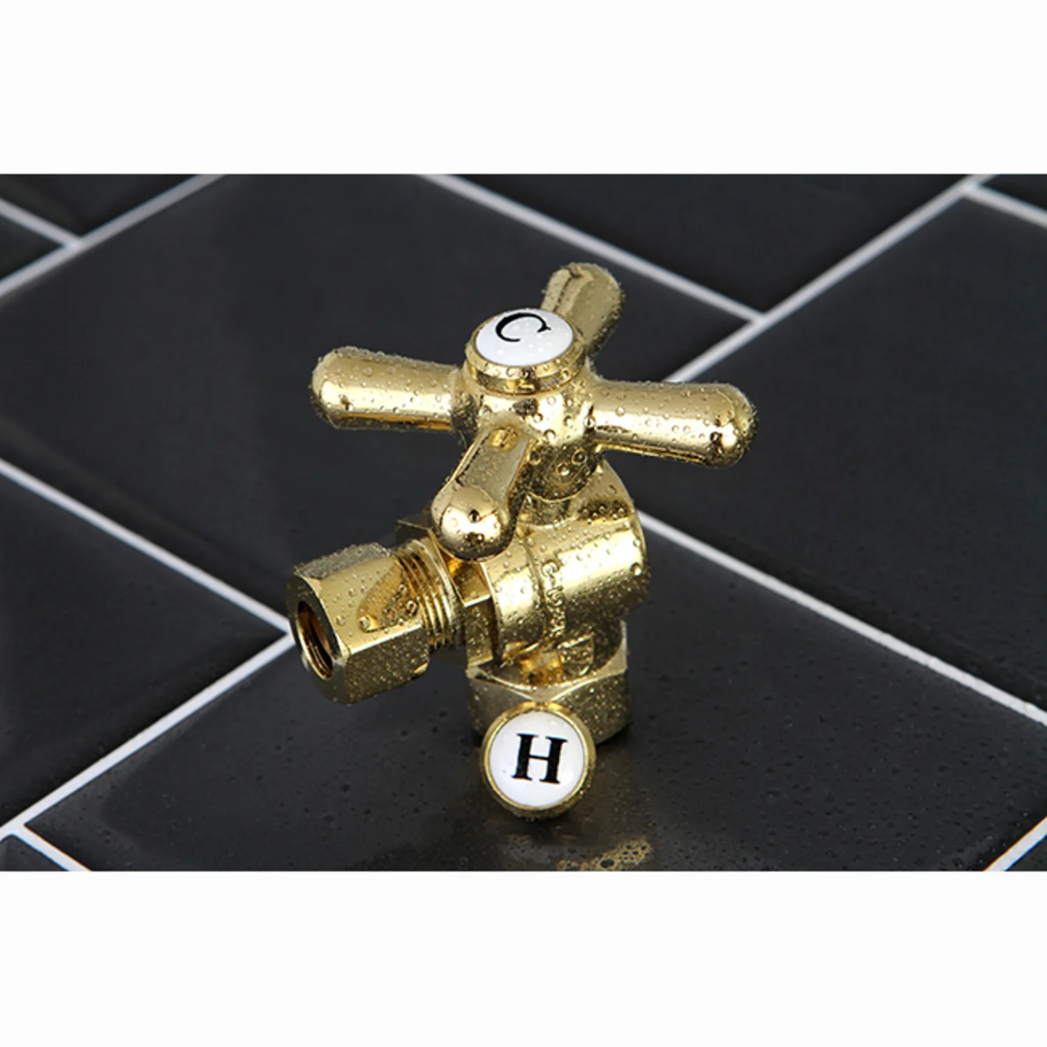 Kingston Heirloom CC33102X - Vintage 3/8-Inch FIP x 3/8-Inch O.D. Comp Quarter-Turn Angle Shut-Off Valve, Polished Brass - Image 3