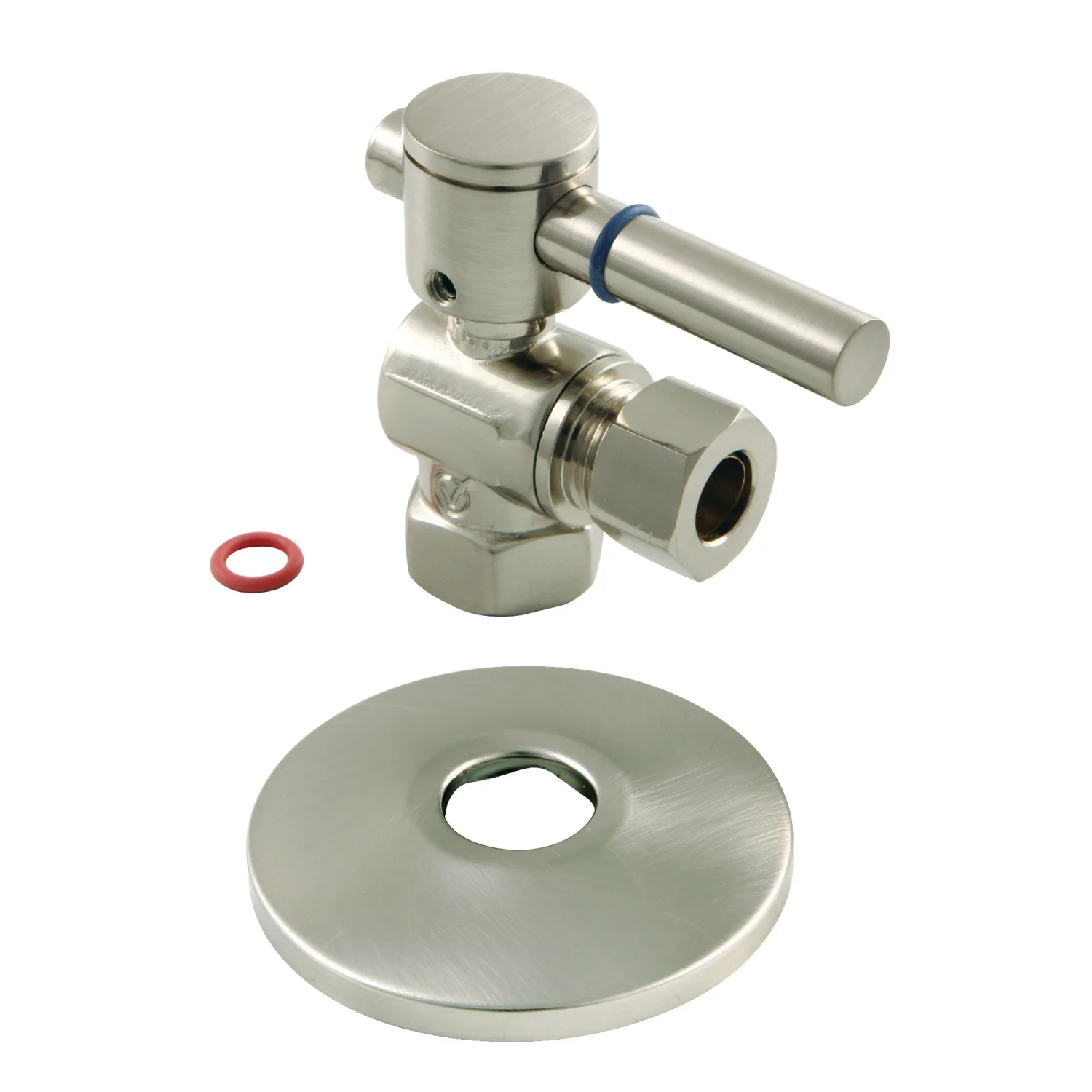 Kingston Sona CC33108DLK - Concord 3/8-Inch FIP x 3/8-Inch O.D. Comp Quarter-Turn Angle Shut-Off Valve with Flange, Brushed Nickel