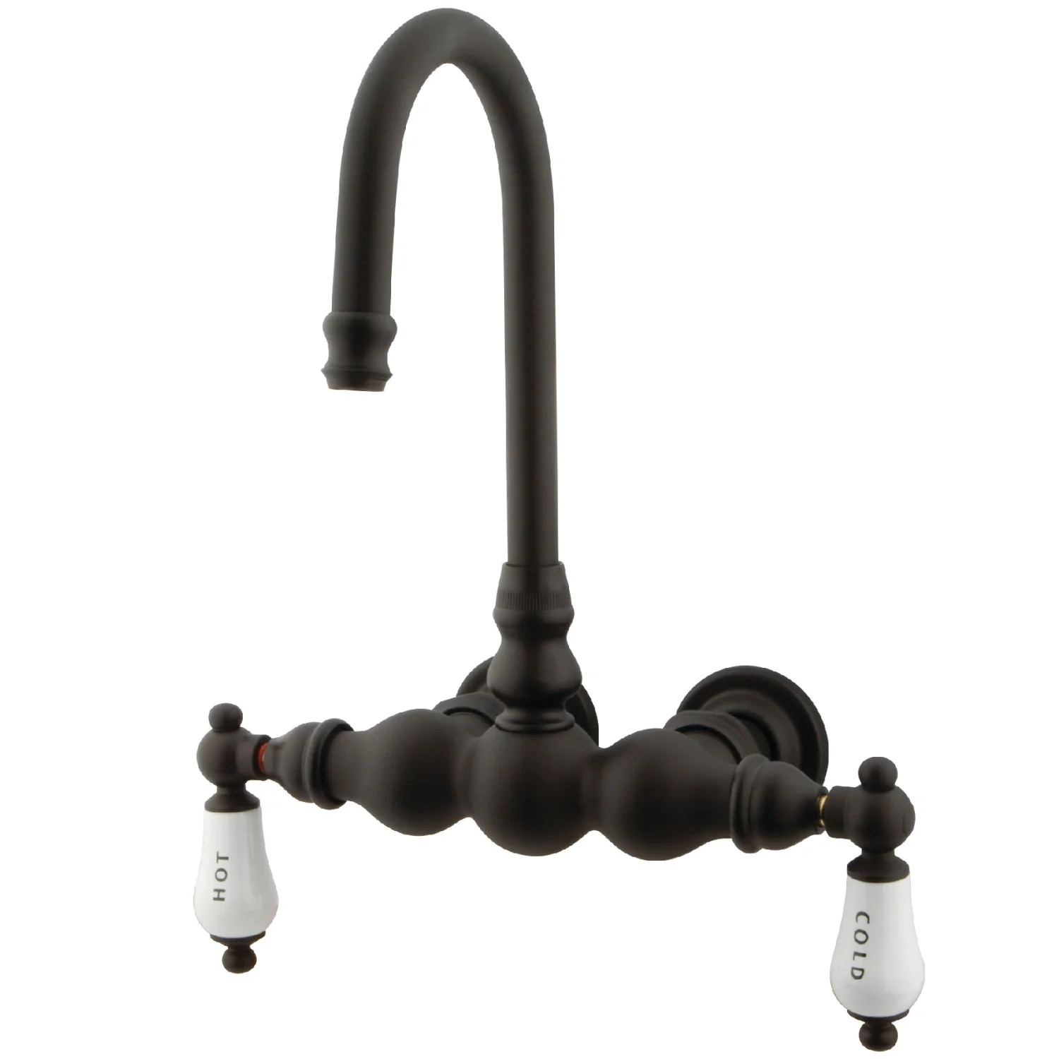 Kingston Heirloom CC3T5 - Vintage Two-Handle 2-Hole Tub Wall Mount Clawfoot Tub Faucet, Oil Rubbed Bronze