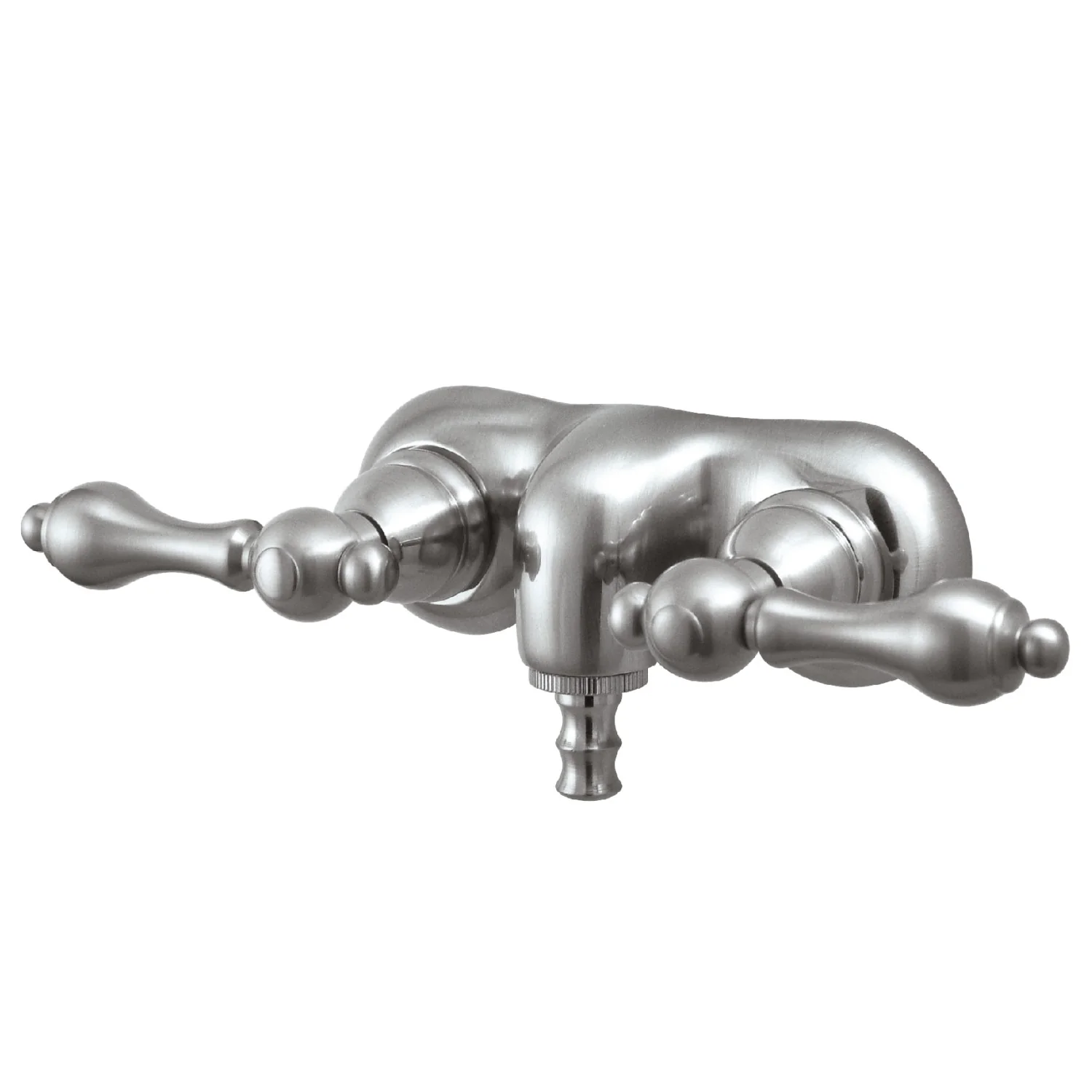Kingston Heirloom CC41T8 - Vintage Two-Handle 2-Hole Tub Wall Mount Clawfoot Tub Faucet, Brushed Nickel