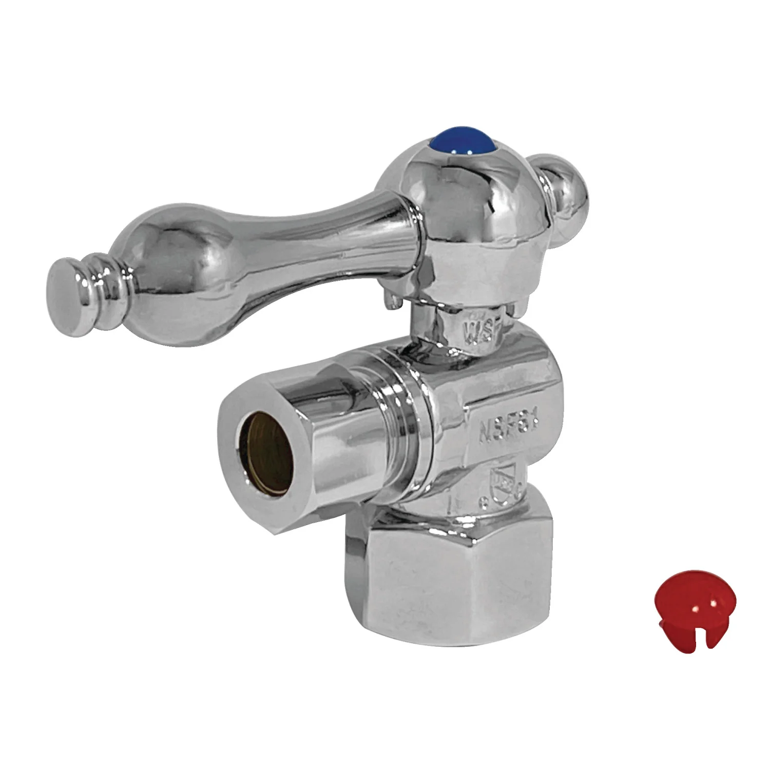 Kingston Heirloom CC43101 - Vintage 1/2-Inch FIP x 3/8-Inch O.D. Comp Quarter-Turn Angle Shut-Off Valve, Polished Chrome