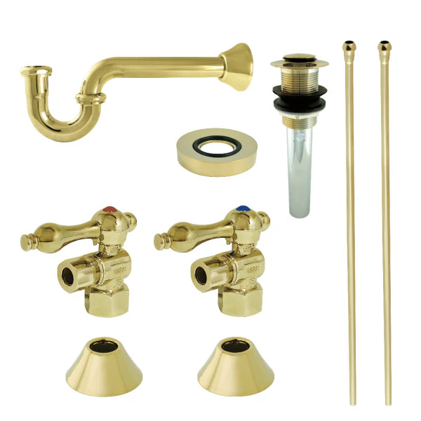 Kingston Heirloom CC43102VKB30 - Trimscape Traditional Plumbing Sink Trim Kit with P-Trap and Drain, Polished Brass