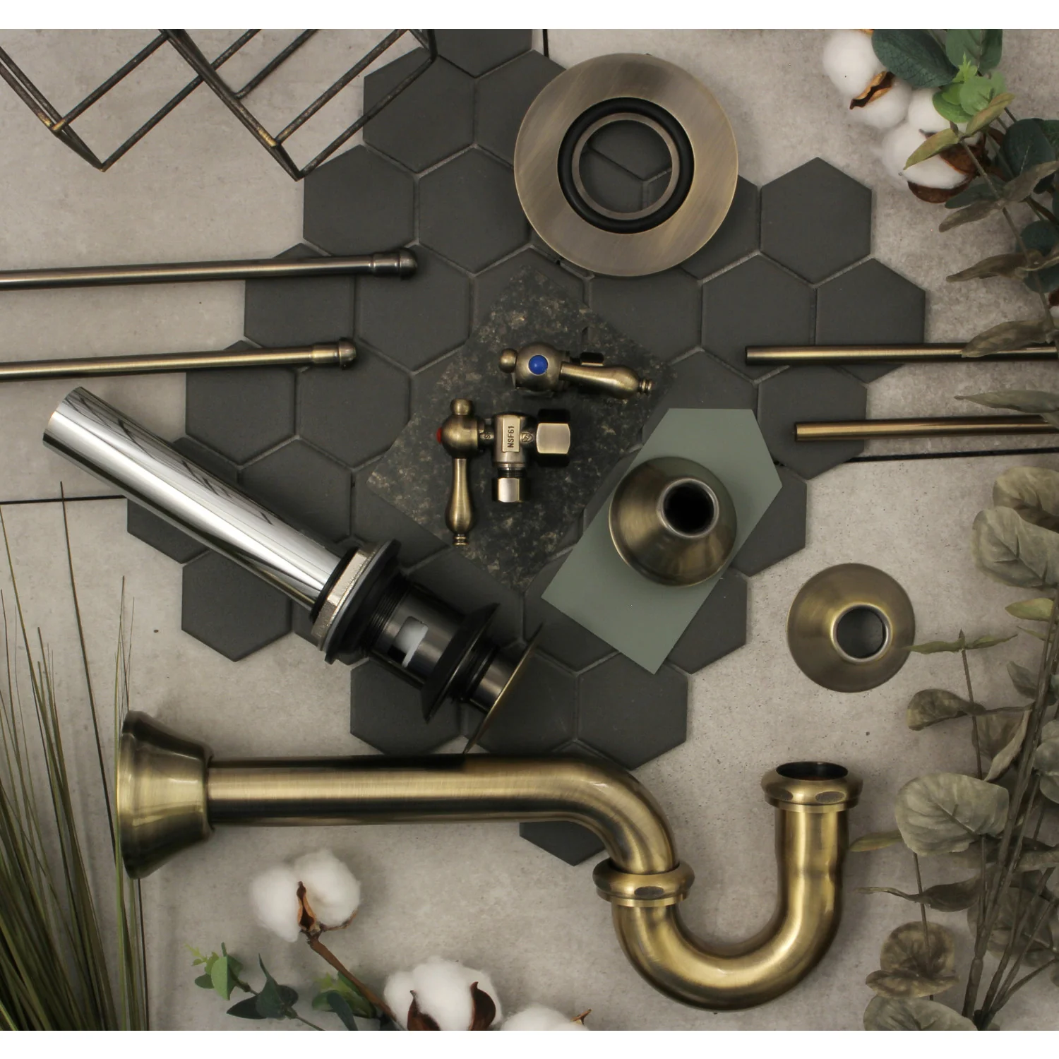 Kingston Heirloom CC43103VOKB30 - Trimscape Traditional Plumbing Sink Trim Kit with P-Trap and Overflow Drain, Antique Brass - Image 3
