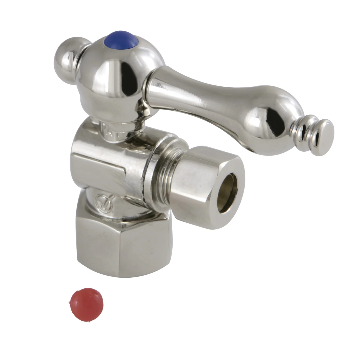 Kingston Heirloom CC43106 - Vintage 1/2-Inch FIP x 3/8-Inch O.D. Comp Quarter-Turn Angle Shut-Off Valve, Polished Nickel