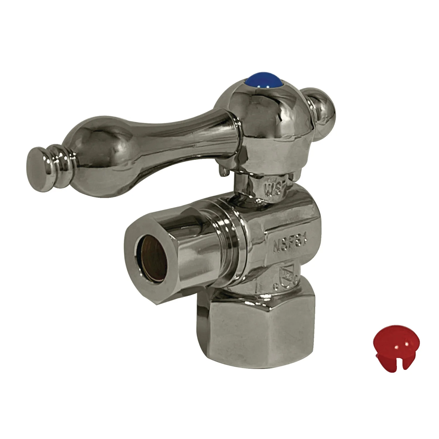 Kingston Heirloom CC43108 - Vintage 1/2-Inch FIP x 3/8-Inch O.D. Comp Quarter-Turn Angle Shut-Off Valve, Brushed Nickel