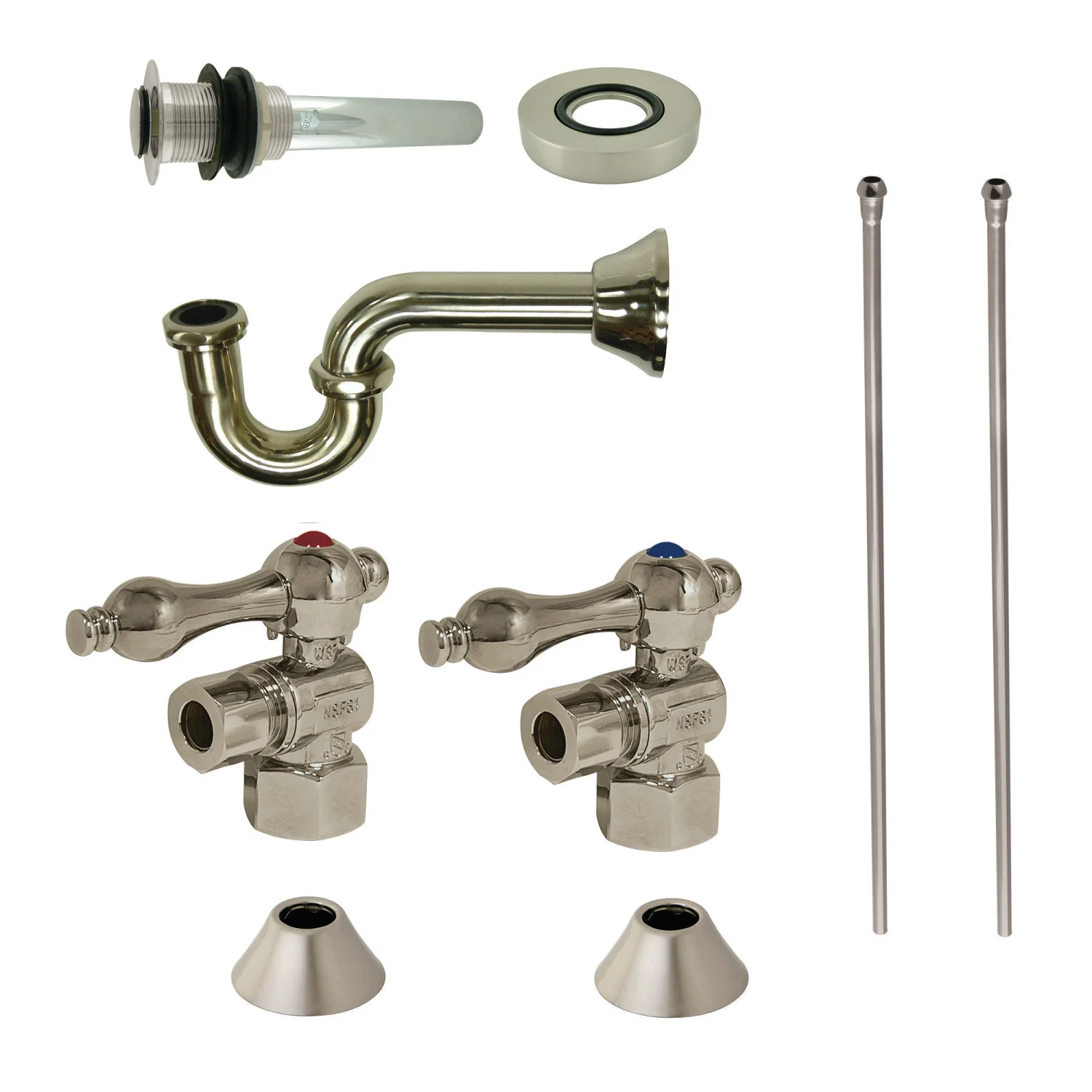 Kingston Heirloom CC43108VKB30 - Trimscape Traditional Plumbing Sink Trim Kit with P-Trap and Drain, Brushed Nickel