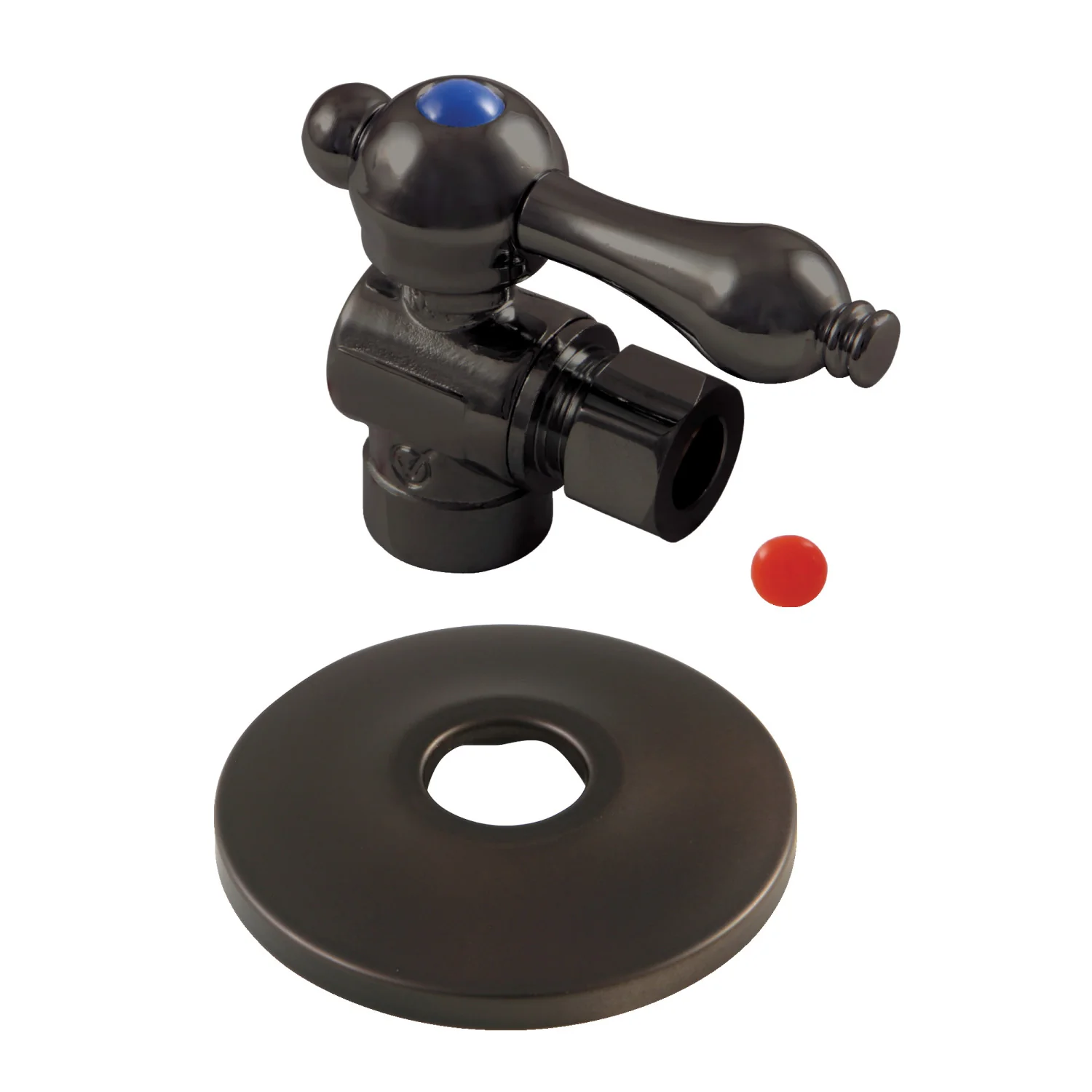 Kingston Heirloom CC43205K 1/2-Inch Sweat x 3/8-Inch O.D. Comp Quarter-Turn Angle Shut-Off Valve with Flange, Oil Rubbed Bronze