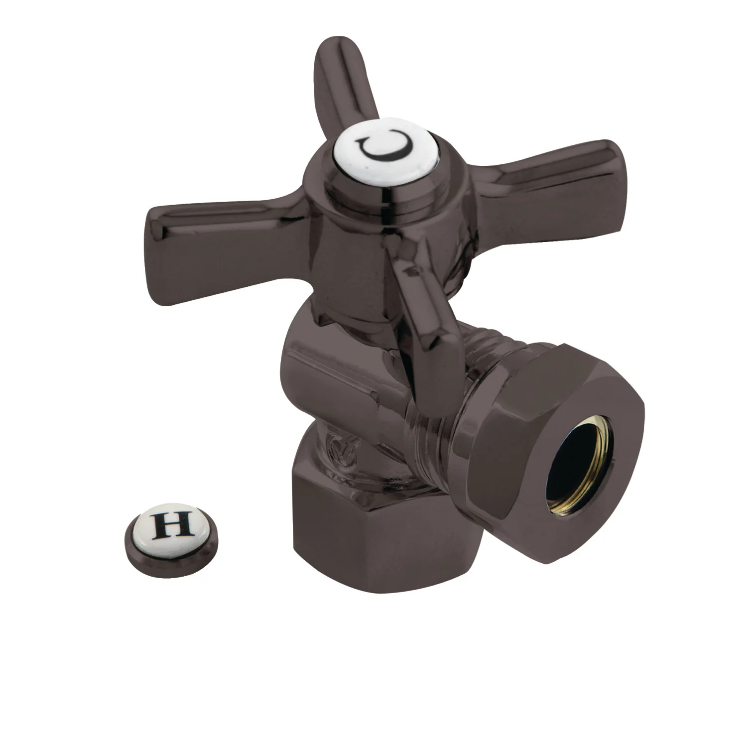 Kingston Tulare CC44105ZX - Millennium 1/2-Inch FIP x 1/2-Inch or 7/16-Inch Slip Joint Quarter-Turn Angle Shut-Off Valve, Oil Rubbed Bronze