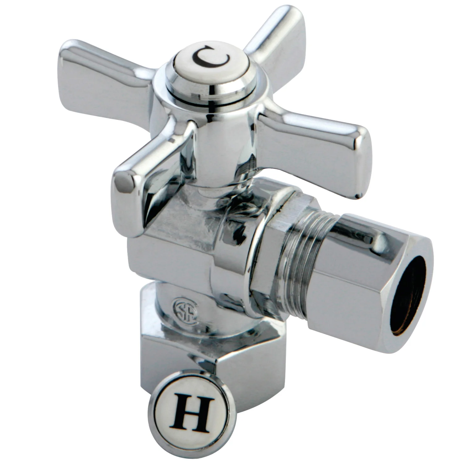 Kingston Tulare CC44401ZX - Millennium 1/2-Inch FIP x 1/2-Inch O.D. Comp Quarter-Turn Angle Shut-Off Valve, Polished Chrome