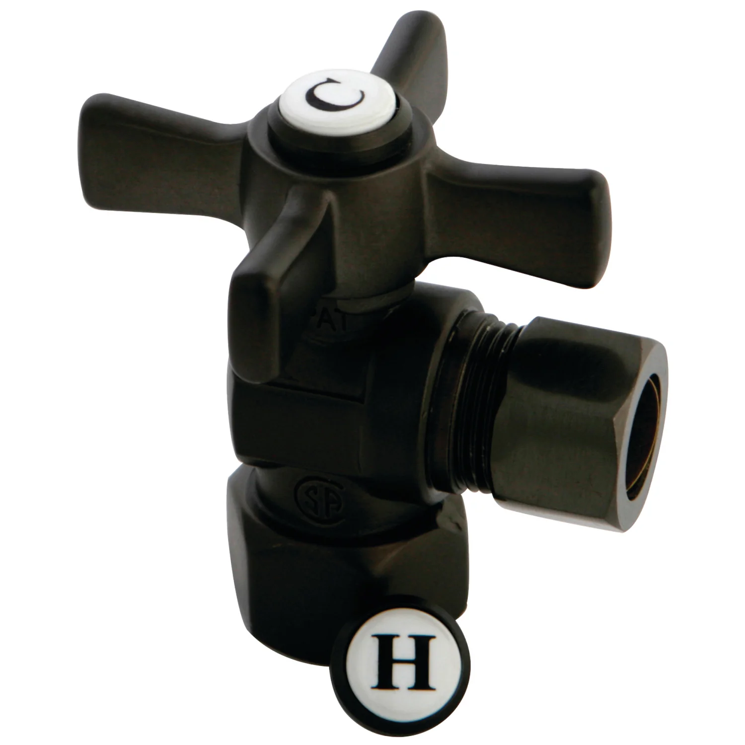 Kingston Tulare CC44405ZX - Millennium 1/2-Inch FIP x 1/2-Inch O.D. Comp Quarter-Turn Angle Shut-Off Valve, Oil Rubbed Bronze