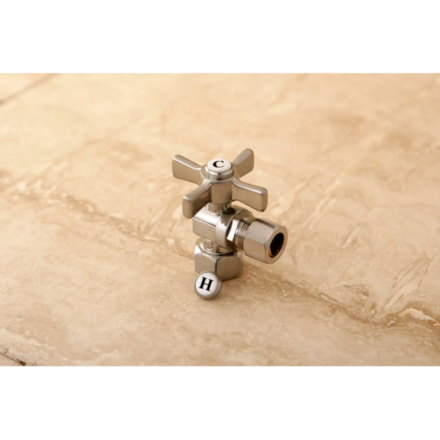 Kingston Tulare CC44408ZX - Millennium 1/2-Inch FIP x 1/2-Inch O.D. Comp Quarter-Turn Angle Shut-Off Valve, Brushed Nickel - Image 2