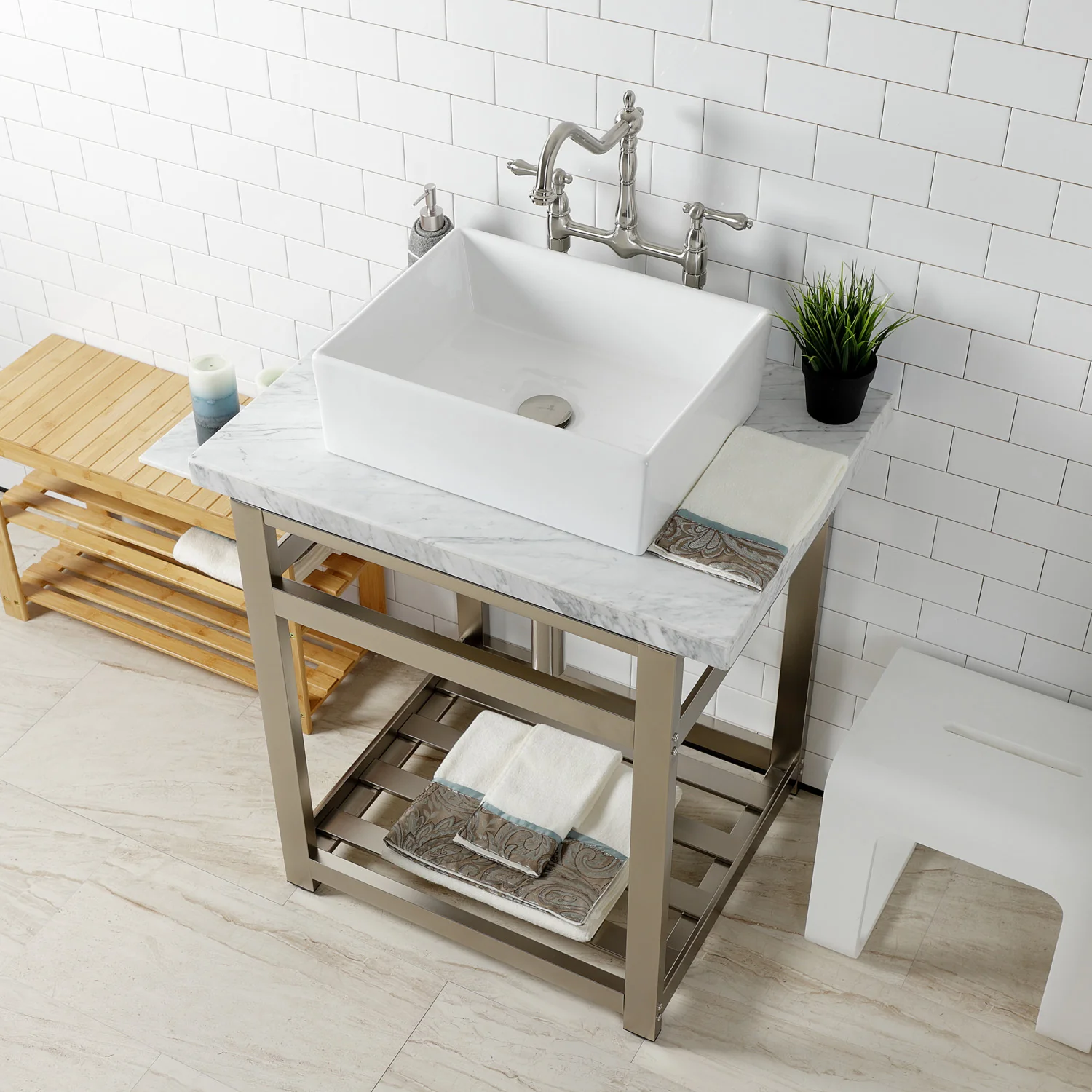 Kingston Sona CC53308DLTRMK2 - Trimscape Modern Plumbing Sink Trim Kit with Bottle Trap and Overflow Drain, Brushed Nickel - Image 5
