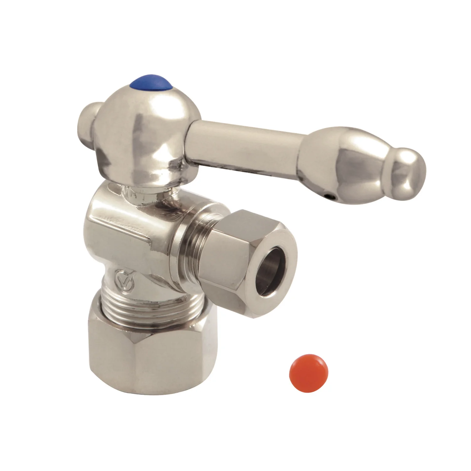 Kingston Tulare CC53308KL - Vintage 5/8-Inch O.D. Comp x 3/8-Inch O.D. Comp Quarter-Turn Angle Shut-Off Valve, Brushed Nickel