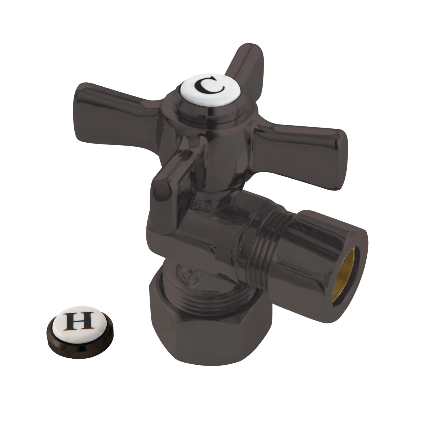 Kingston Tulare CC54405ZX - Millennium 5/8-Inch O.D. Comp x 1/2-Inch O.D. Comp Quarter-Turn Angle Shut-Off Valve, Oil Rubbed Bronze