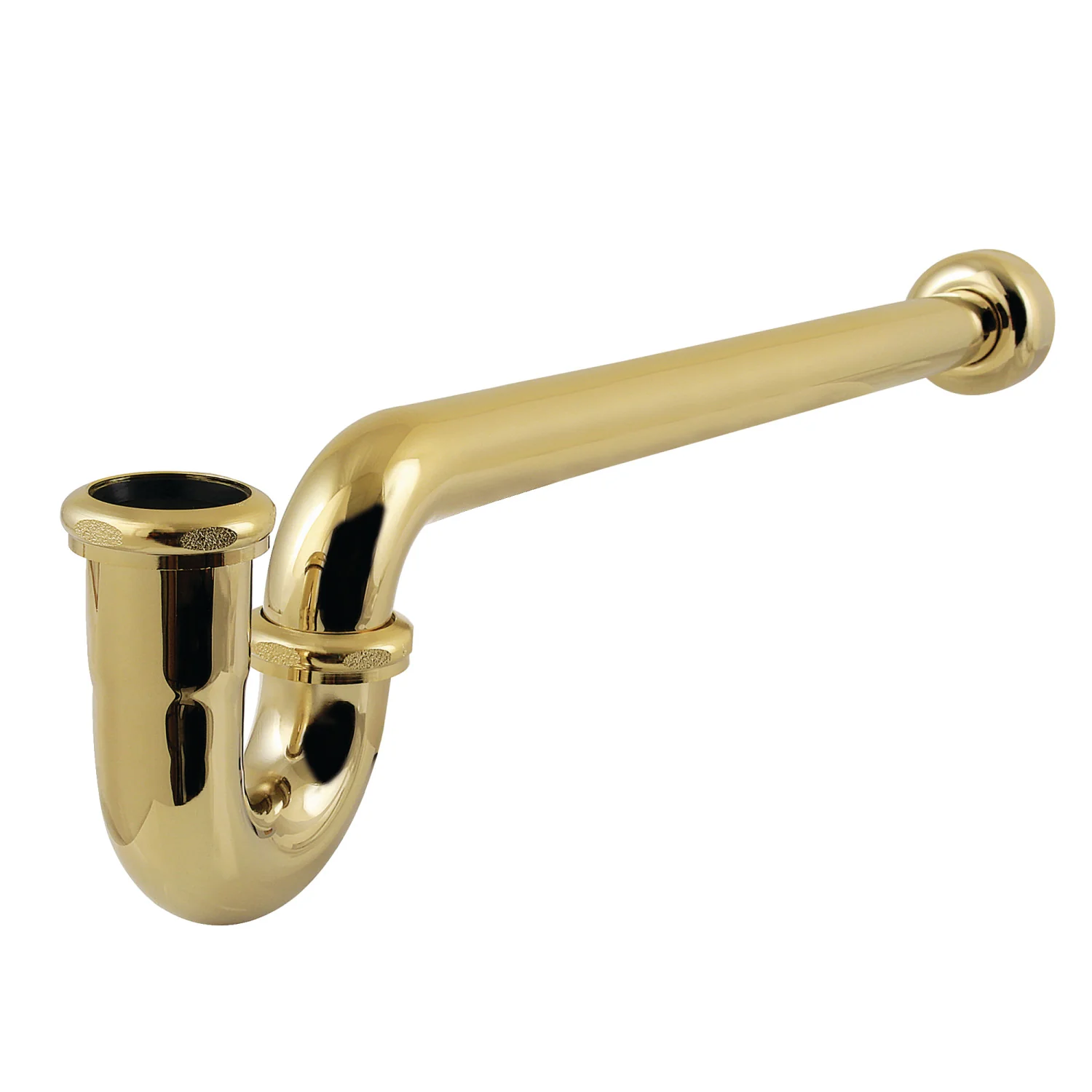 Kingston Trimscape CC6122 1-1/2 Inch Decor P-Trap with High Box Flange, 19 Inch Length, 18 Gauge, Polished Brass