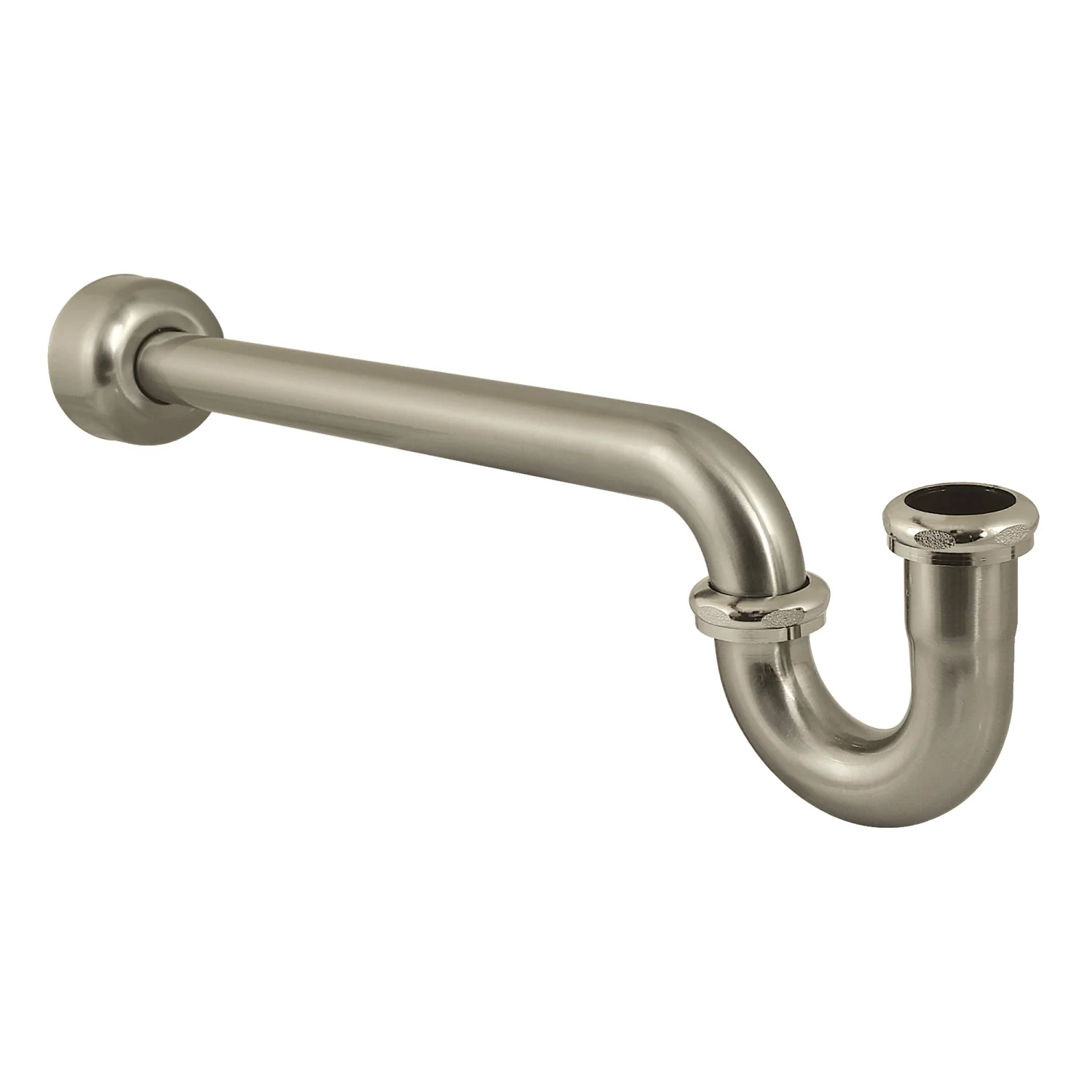 Kingston Trimscape CC6128 1-1/2 Inch Decor P-Trap with High Box Flange, 19 Inch Length, 18 Gauge, Brushed Nickel