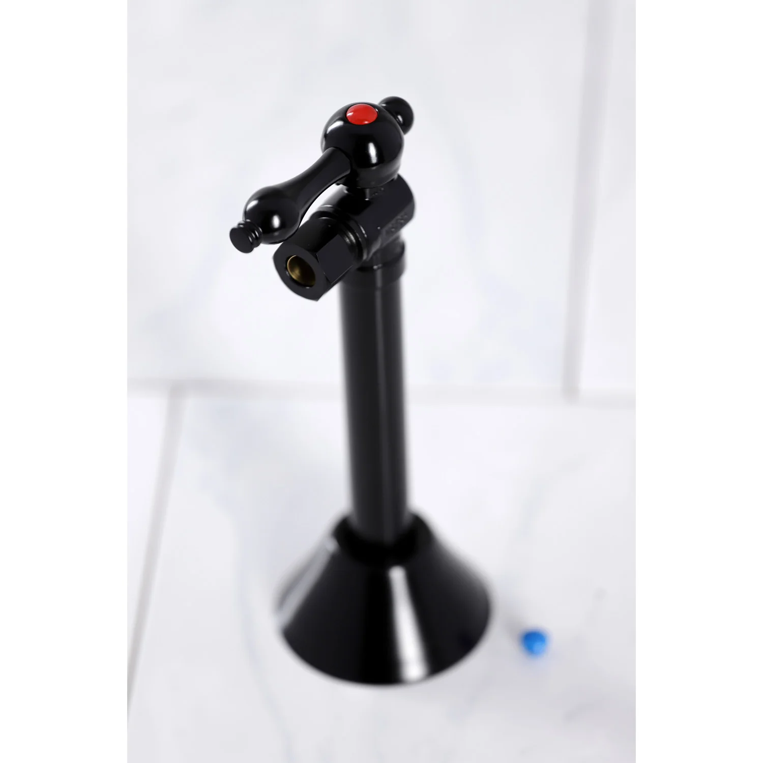 Kingston Heirloom CC83200 - Vintage 1/2-Inch Sweat x 3/8-Inch O.D. Comp Angle Shut-Off Valve with 5-Inch Extension, Matte Black - Image 2