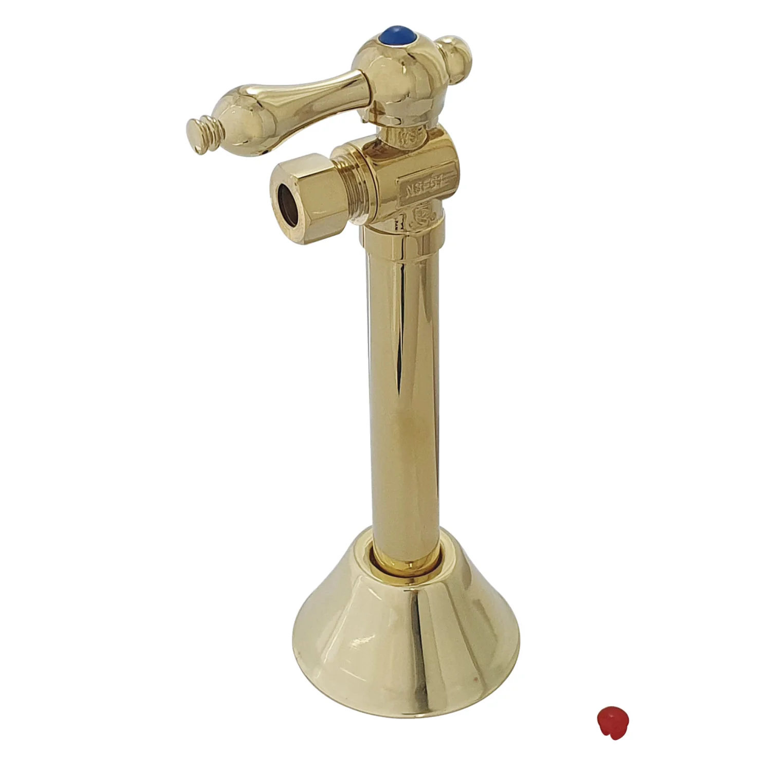 Kingston Heirloom CC83202 - Vintage 1/2-Inch Sweat x 3/8-Inch O.D. Comp Angle Shut-Off Valve with 5-Inch Extension, Polished Brass