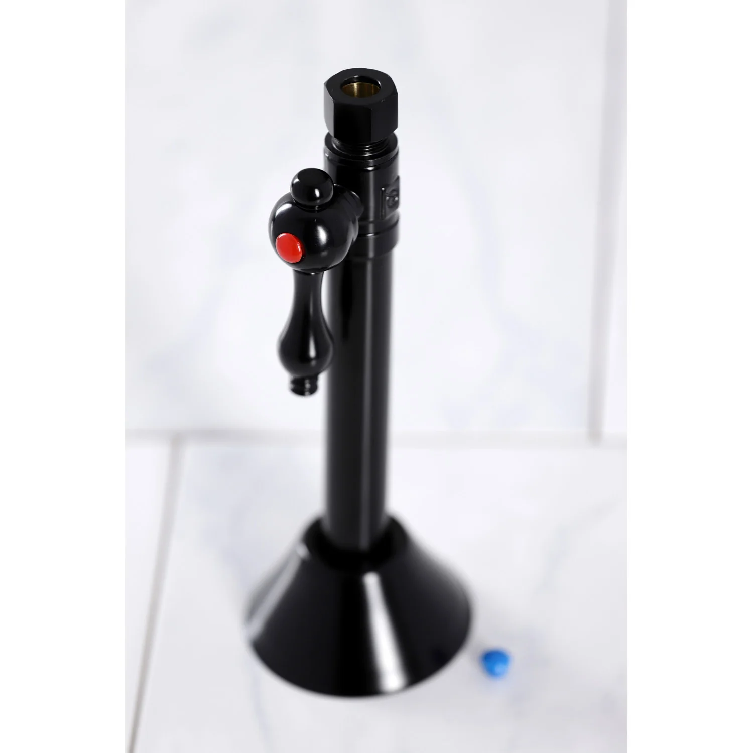 Kingston Heirloom CC83250 - Vintage 1/2-Inch Sweat x 3/8-Inch O.D. Comp Straight Shut-Off Valve with 5-Inch Extension, Matte Black - Image 2