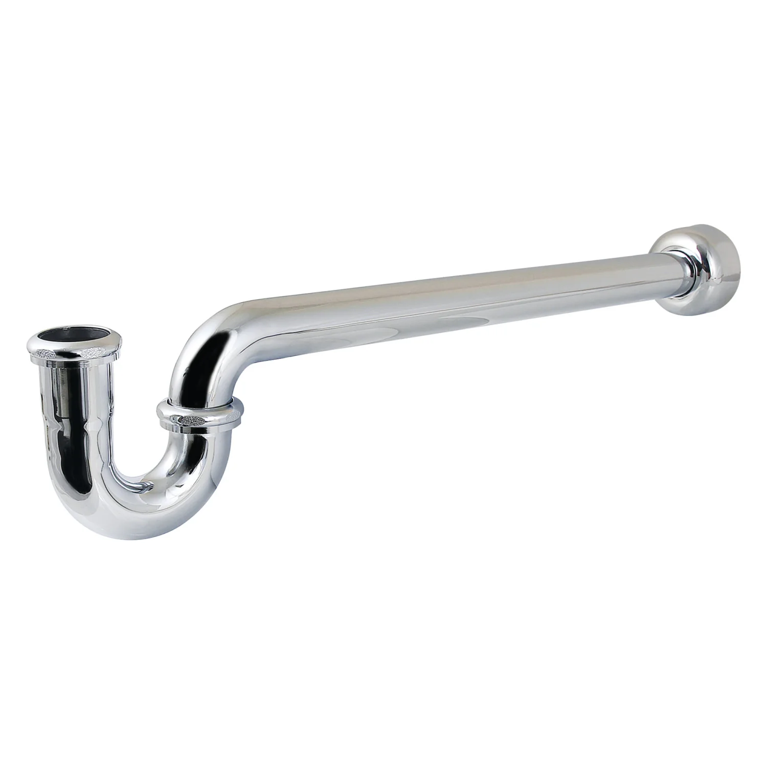 Kingston Trimscape CC9241 1-1/4 (or 1-1/2) x 1-1/2 Inch Decor P-Trap with High Box Flange, 24 Inch Length, 18 Gauge, Polished Chrome
