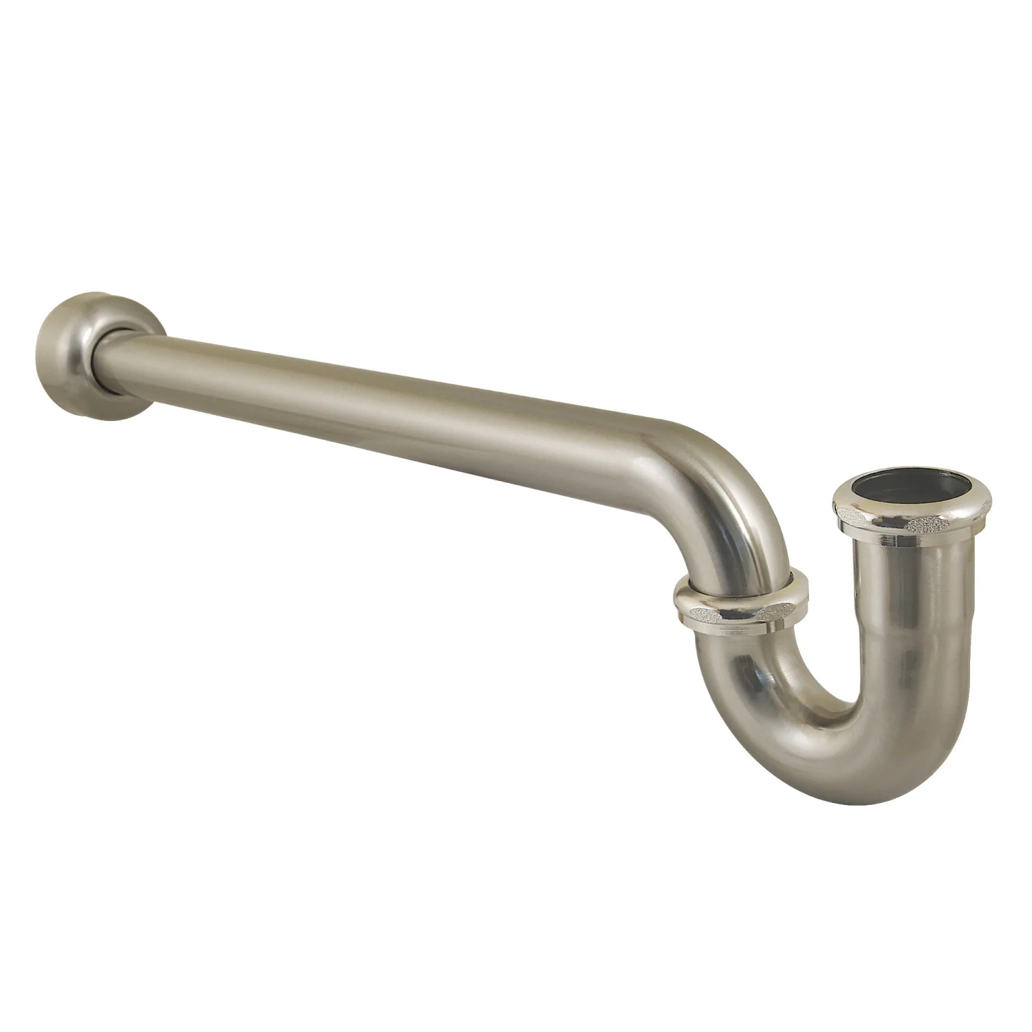 Kingston Trimscape CC9248 1-1/4 (or 1-1/2) x 1-1/2 Inch Decor P-Trap with High Box Flange, 24 Inch Length, 18 Gauge, Brushed Nickel