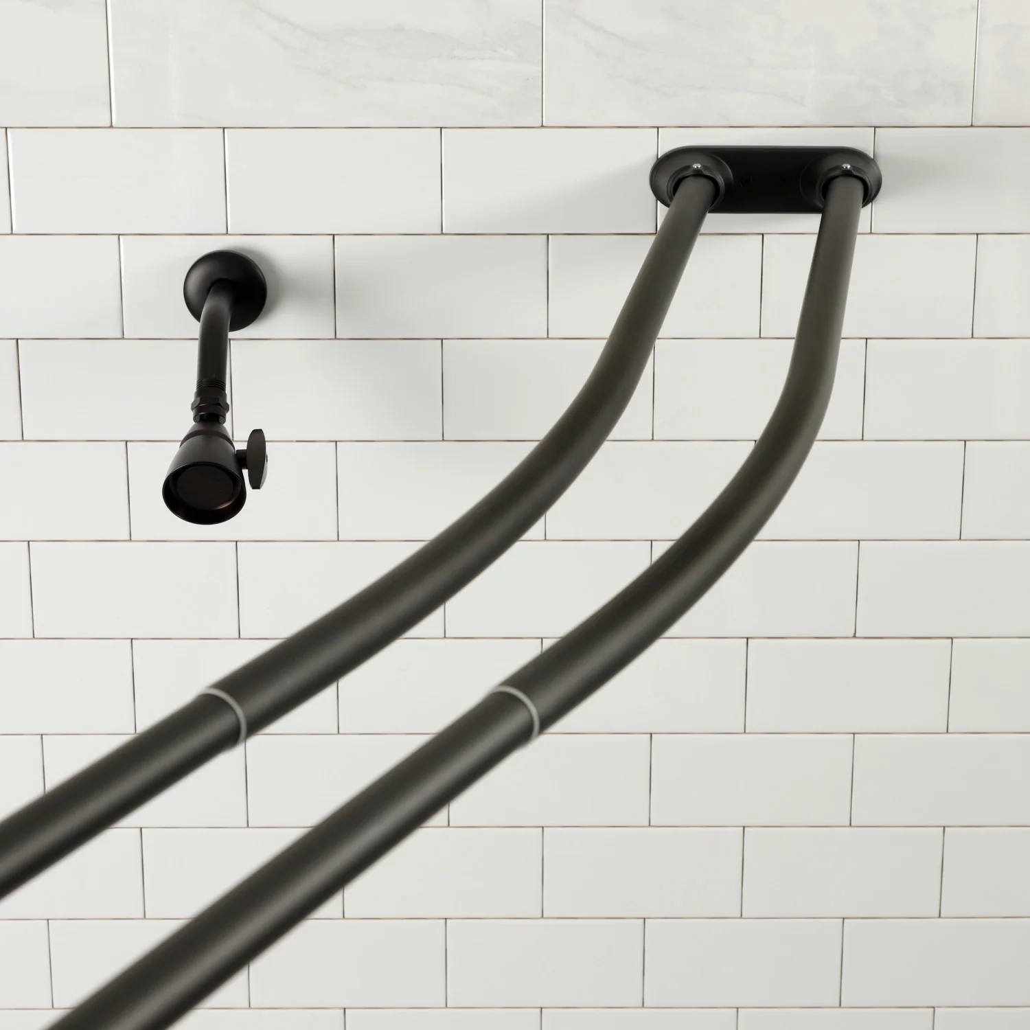 Kingston Edenscape CCD2175 60-Inch to 72-Inch Adjustable Double Curved Shower Curtain Rod, Oil Rubbed Bronze - Image 2