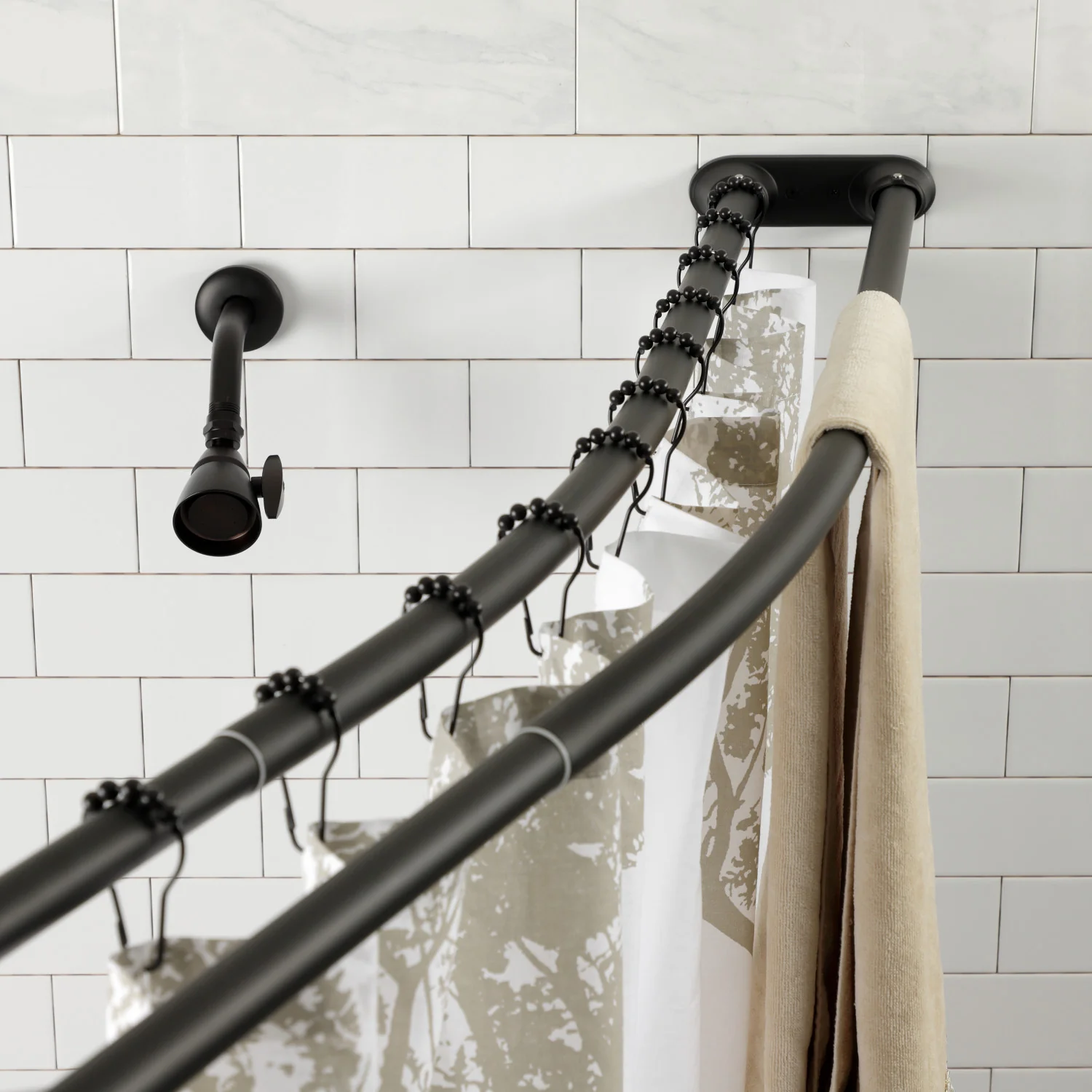Kingston Edenscape CCD2175 60-Inch to 72-Inch Adjustable Double Curved Shower Curtain Rod, Oil Rubbed Bronze - Image 3