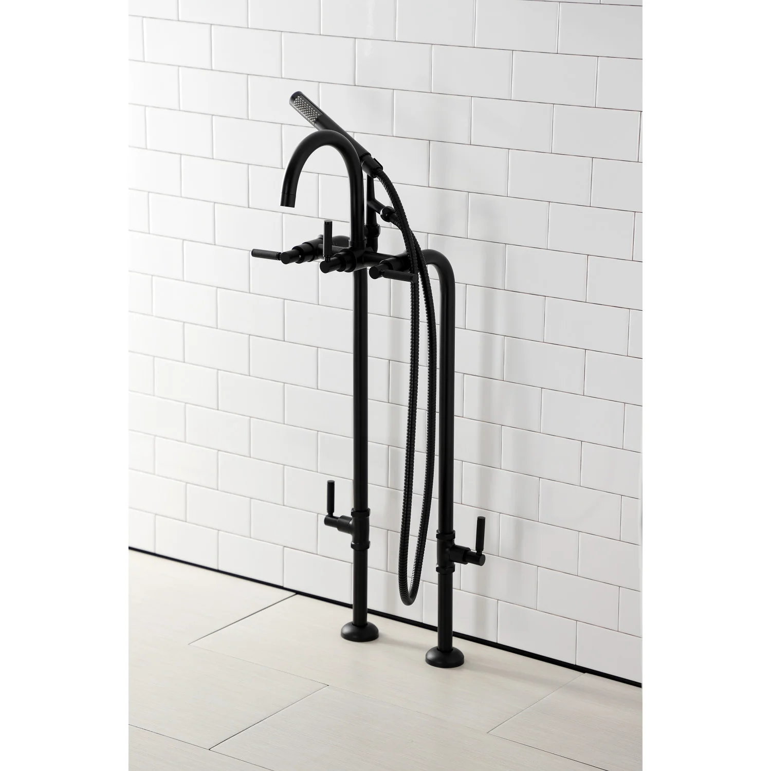 Kingston Sona CCK8100DKL - Concord Freestanding Tub Faucet with Supply Line and Stop Valve, Matte Black - Image 10