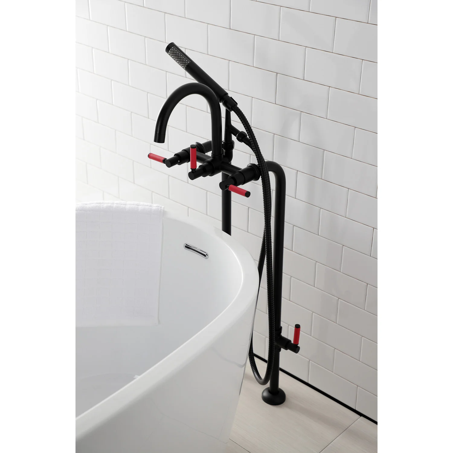 Kingston Sona CCK8100DKL - Concord Freestanding Tub Faucet with Supply Line and Stop Valve, Matte Black - Image 4